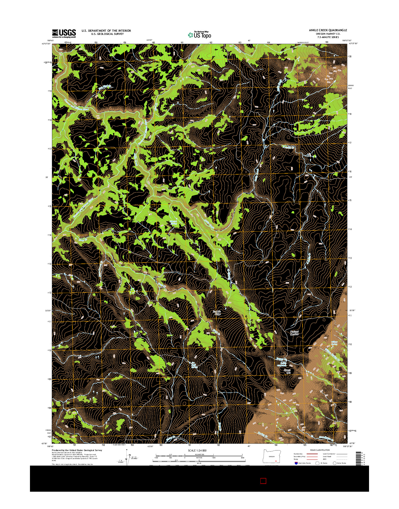 USGS US TOPO 7.5-MINUTE MAP FOR ANKLE CREEK, OR 2014