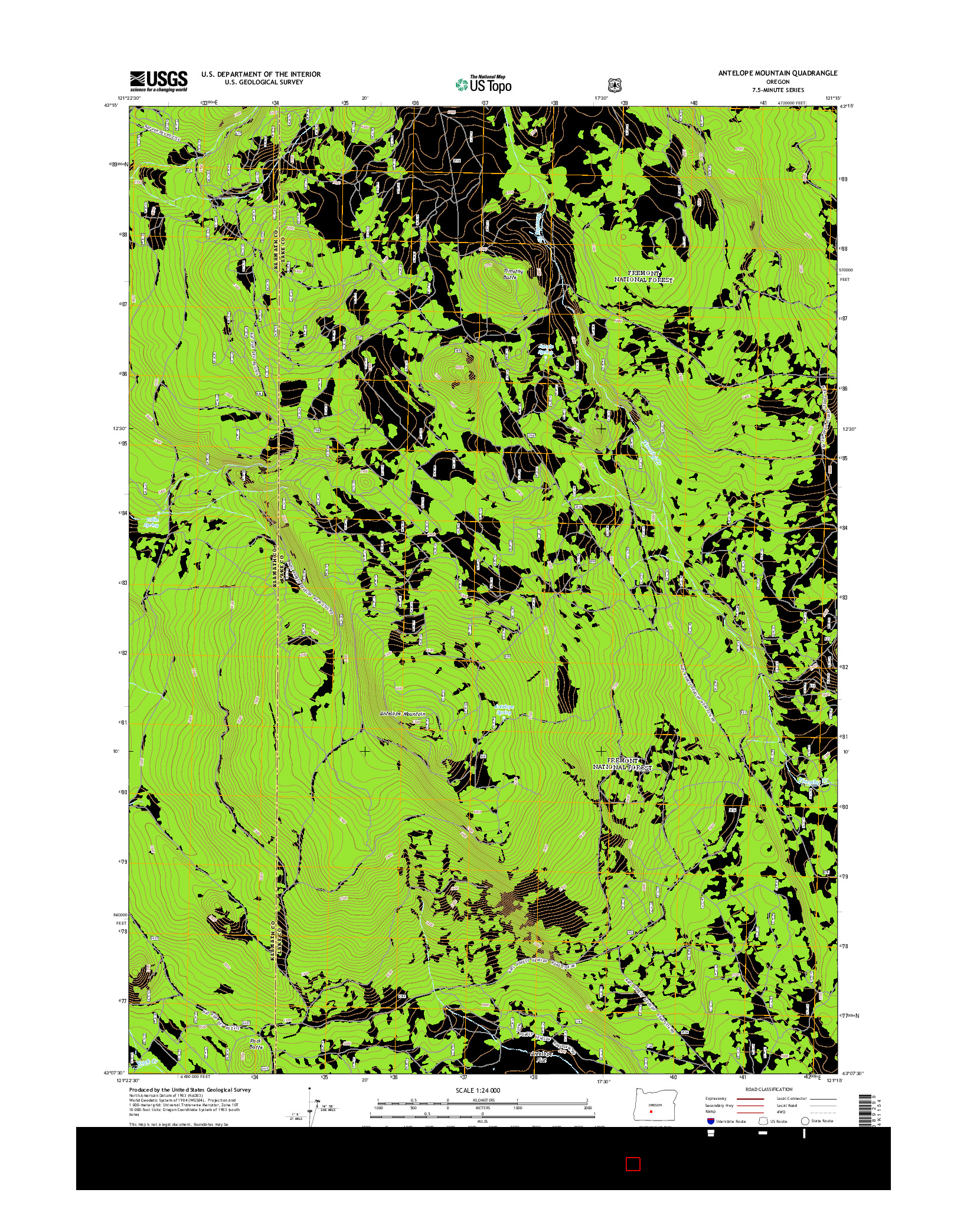 USGS US TOPO 7.5-MINUTE MAP FOR ANTELOPE MOUNTAIN, OR 2014