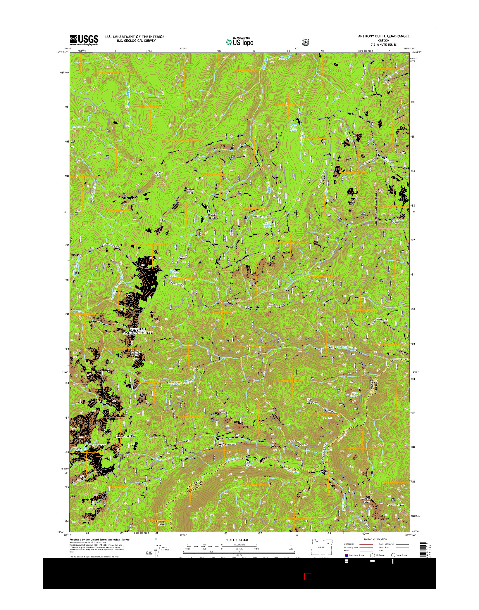 USGS US TOPO 7.5-MINUTE MAP FOR ANTHONY BUTTE, OR 2014