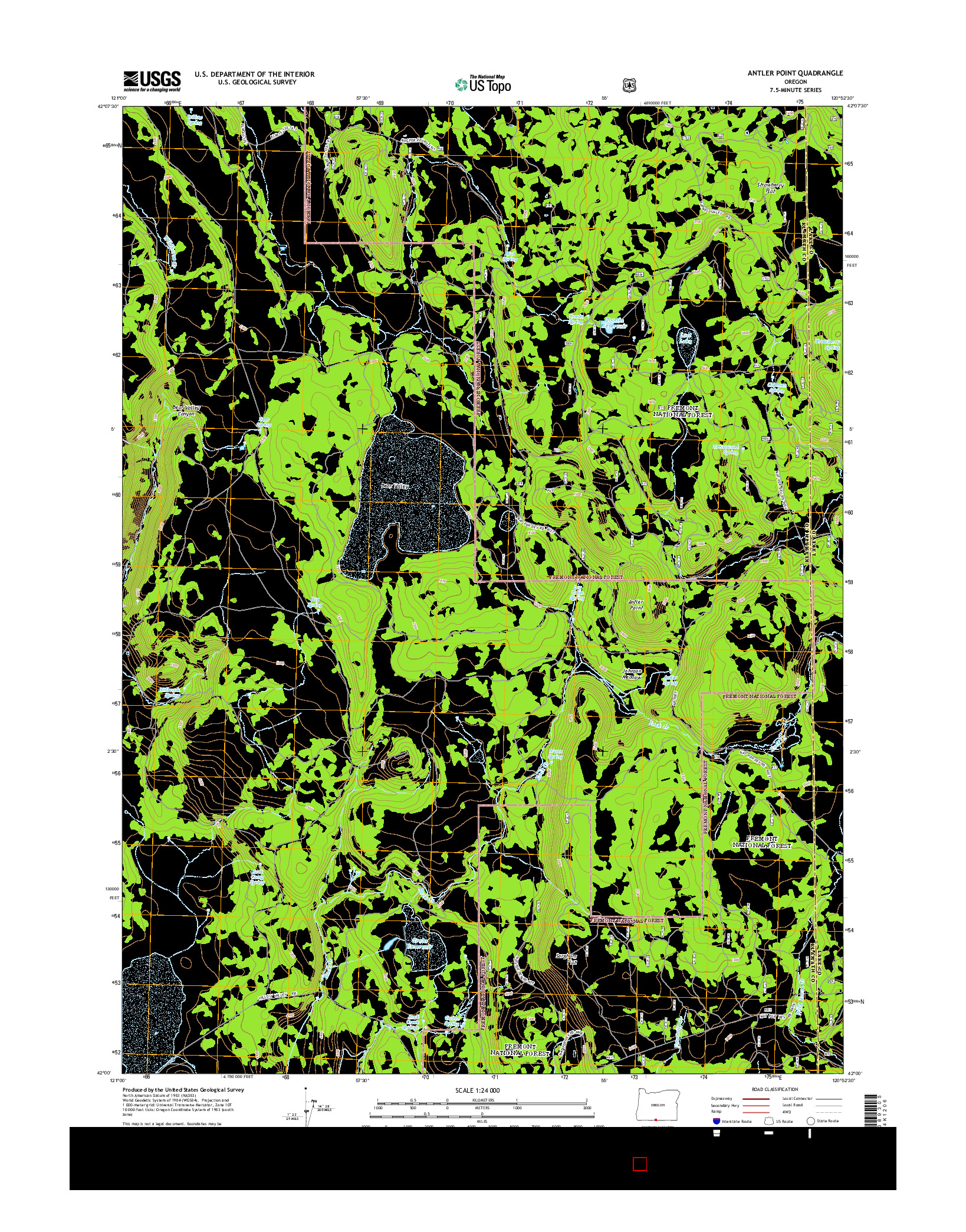 USGS US TOPO 7.5-MINUTE MAP FOR ANTLER POINT, OR 2014