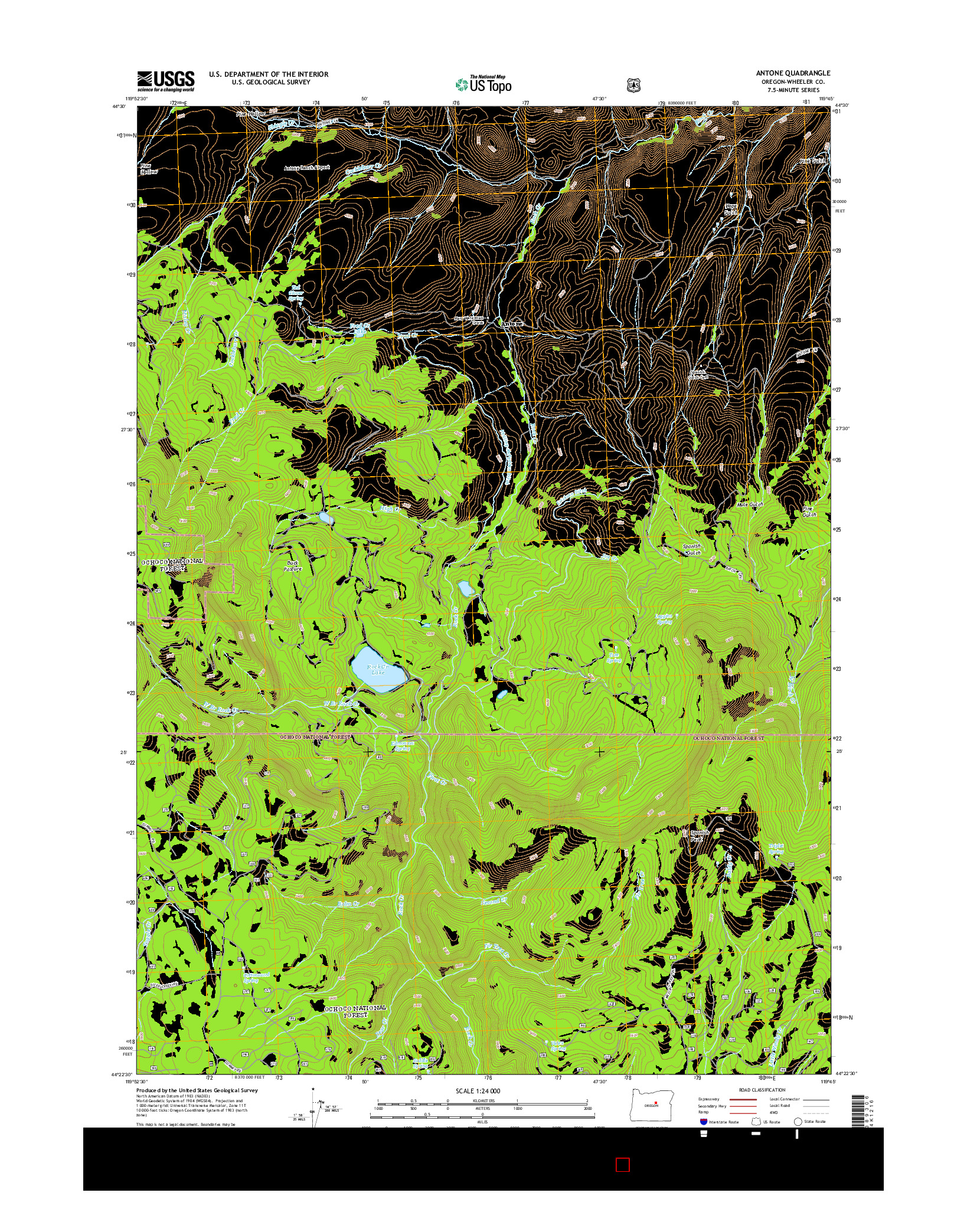 USGS US TOPO 7.5-MINUTE MAP FOR ANTONE, OR 2014