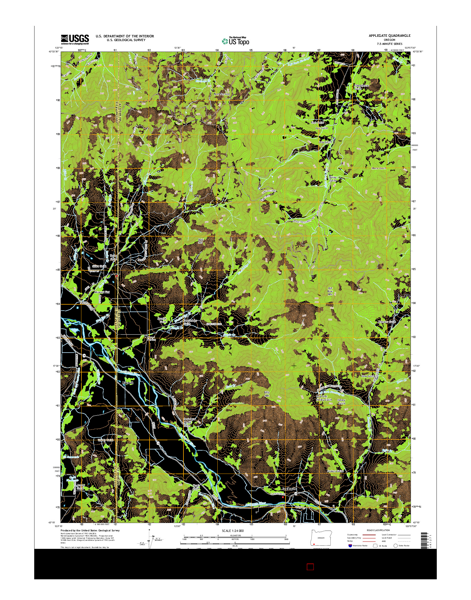 USGS US TOPO 7.5-MINUTE MAP FOR APPLEGATE, OR 2014