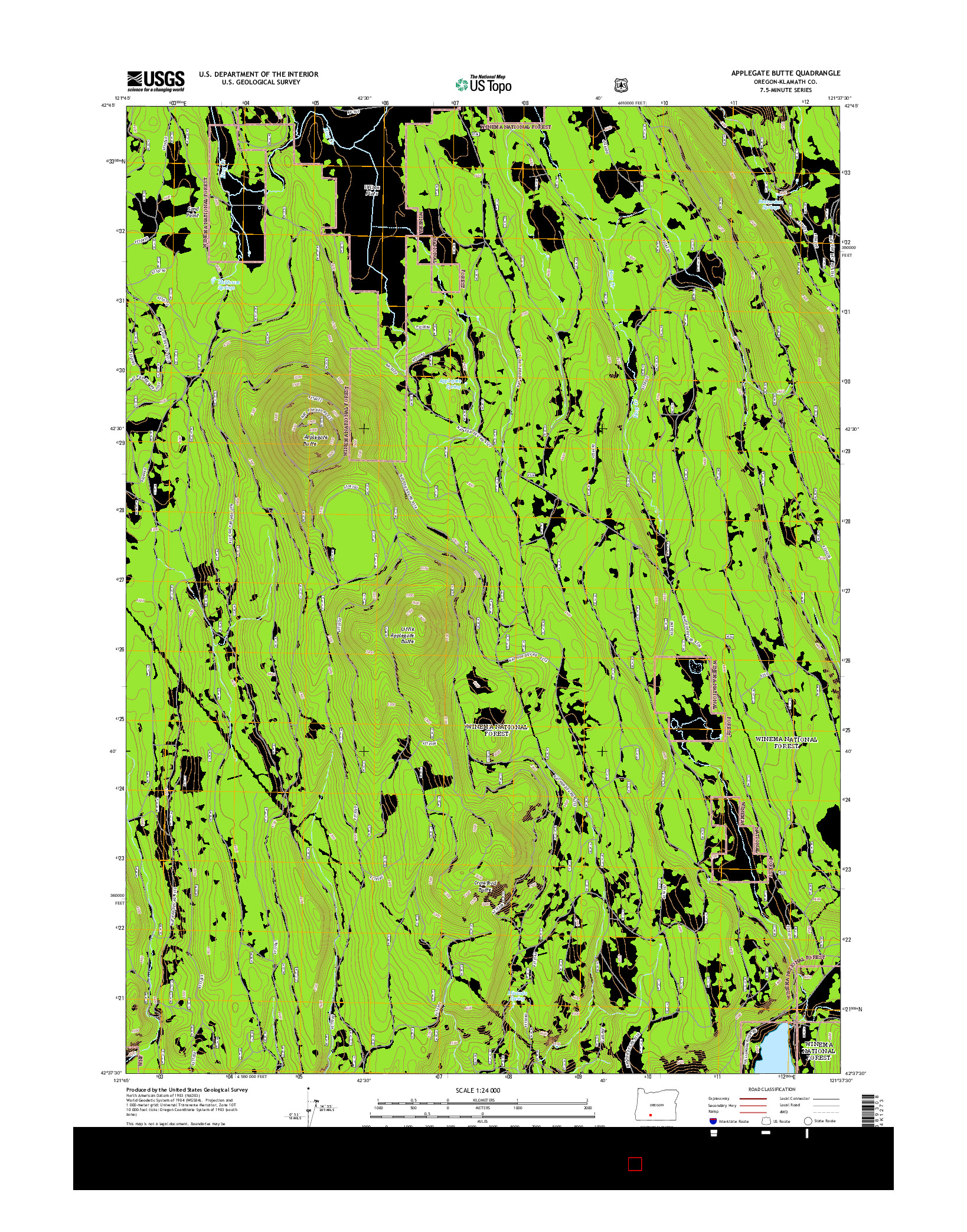 USGS US TOPO 7.5-MINUTE MAP FOR APPLEGATE BUTTE, OR 2014
