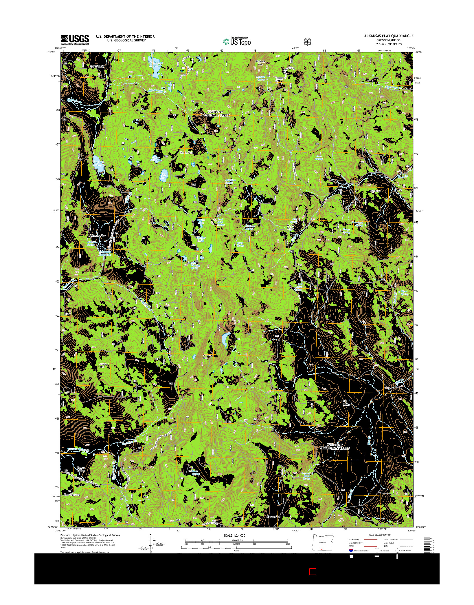 USGS US TOPO 7.5-MINUTE MAP FOR ARKANSAS FLAT, OR 2014