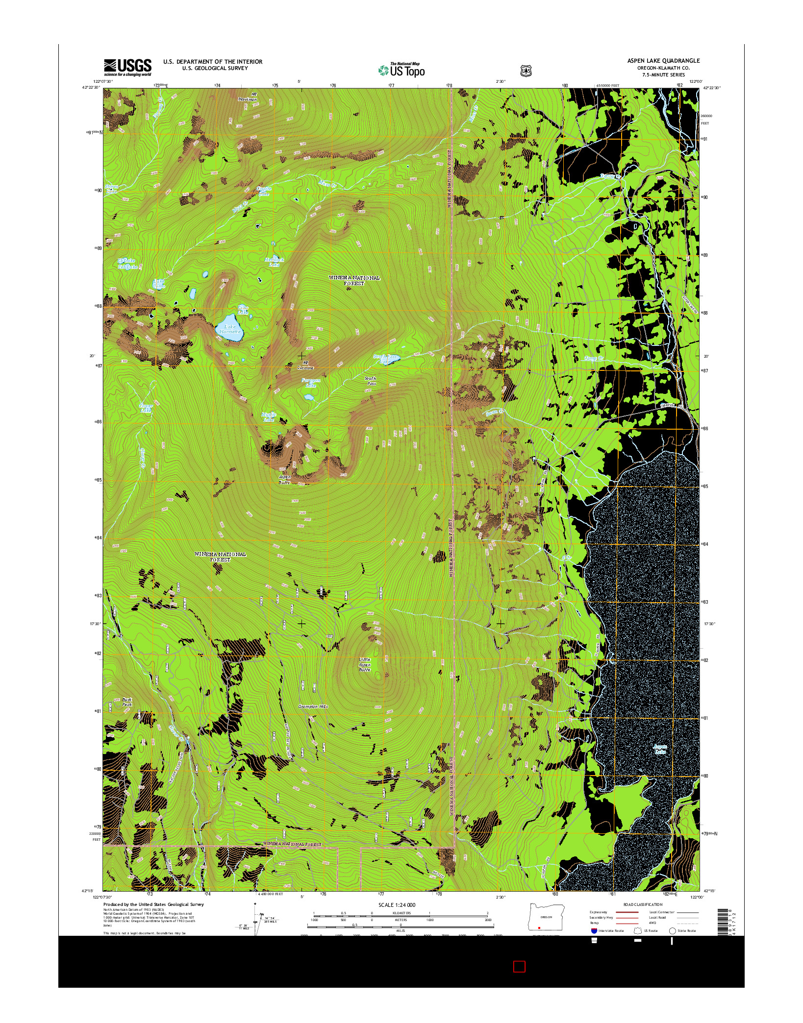 USGS US TOPO 7.5-MINUTE MAP FOR ASPEN LAKE, OR 2014