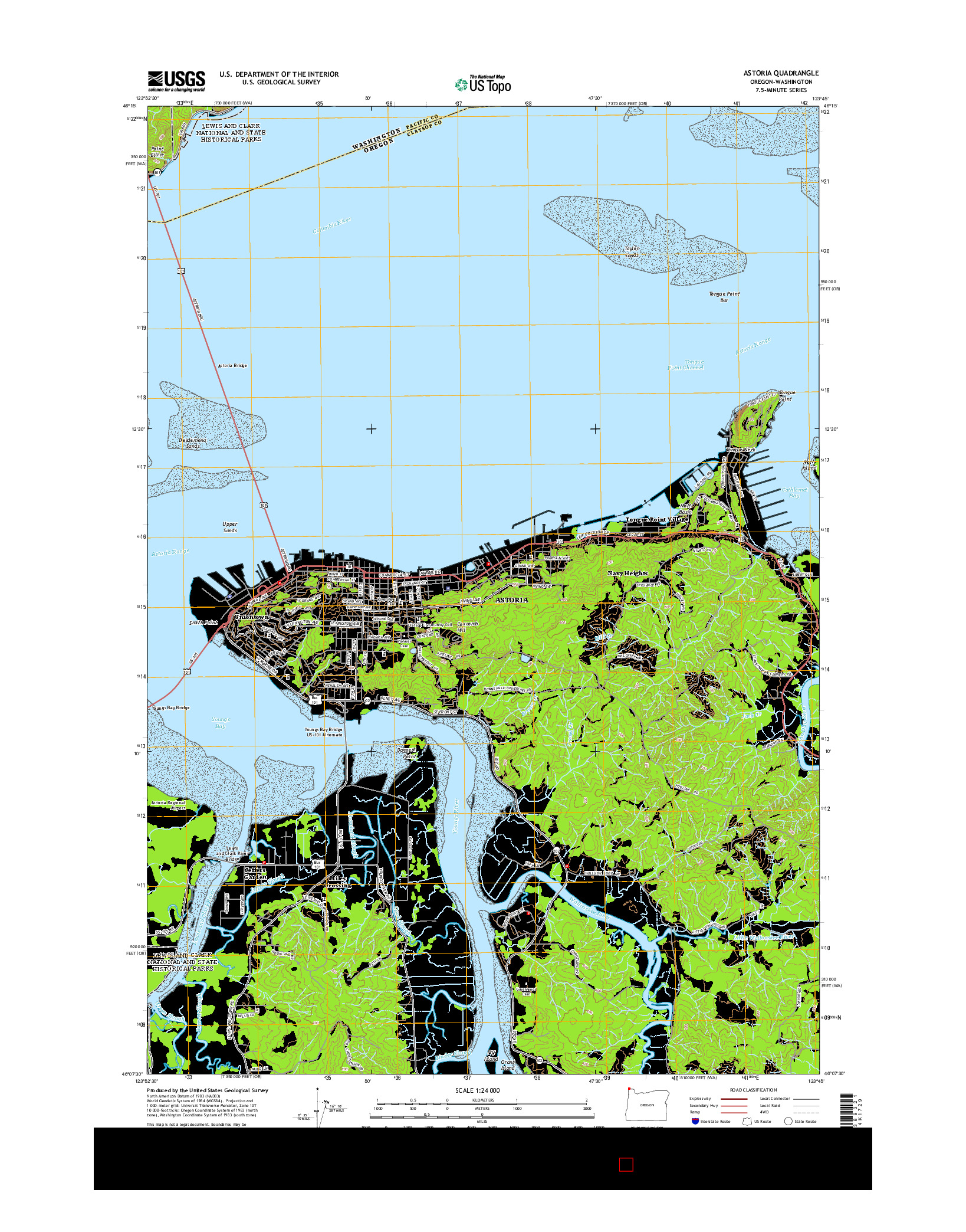 USGS US TOPO 7.5-MINUTE MAP FOR ASTORIA, OR-WA 2014