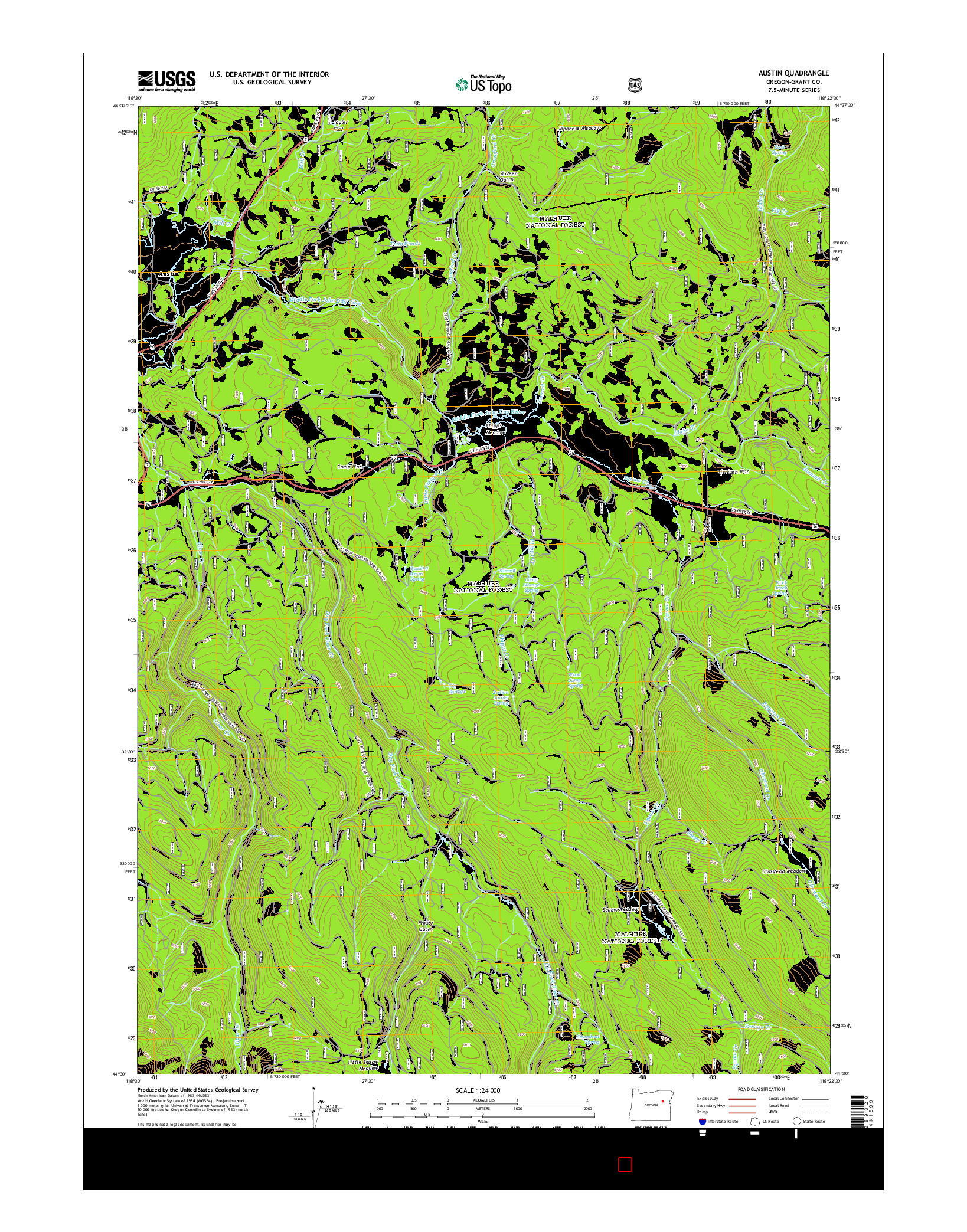 USGS US TOPO 7.5-MINUTE MAP FOR AUSTIN, OR 2014