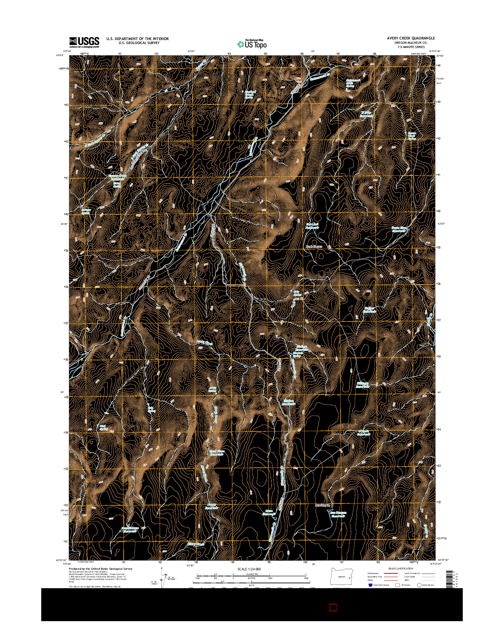 USGS US TOPO 7.5-MINUTE MAP FOR AVERY CREEK, OR 2014