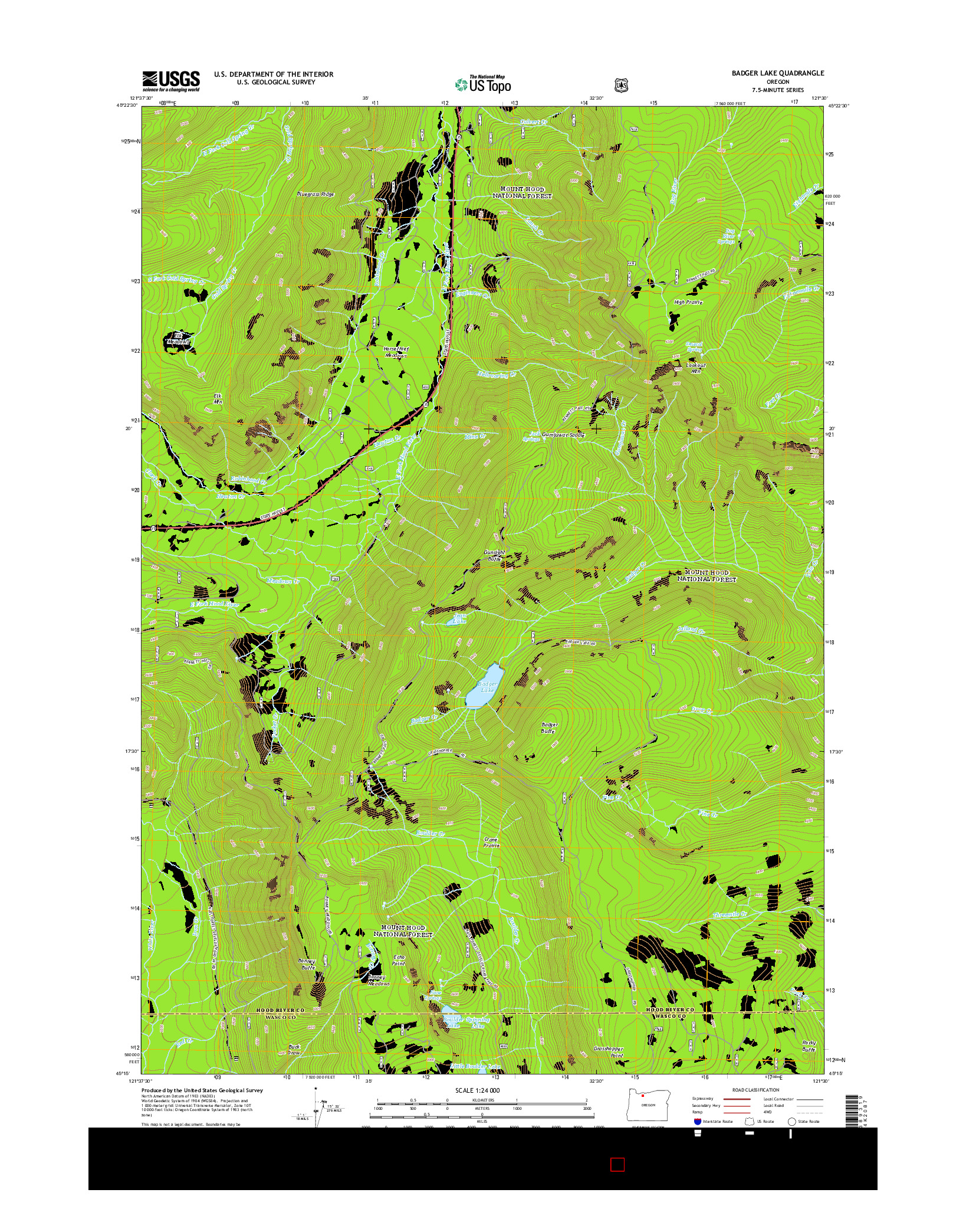 USGS US TOPO 7.5-MINUTE MAP FOR BADGER LAKE, OR 2014