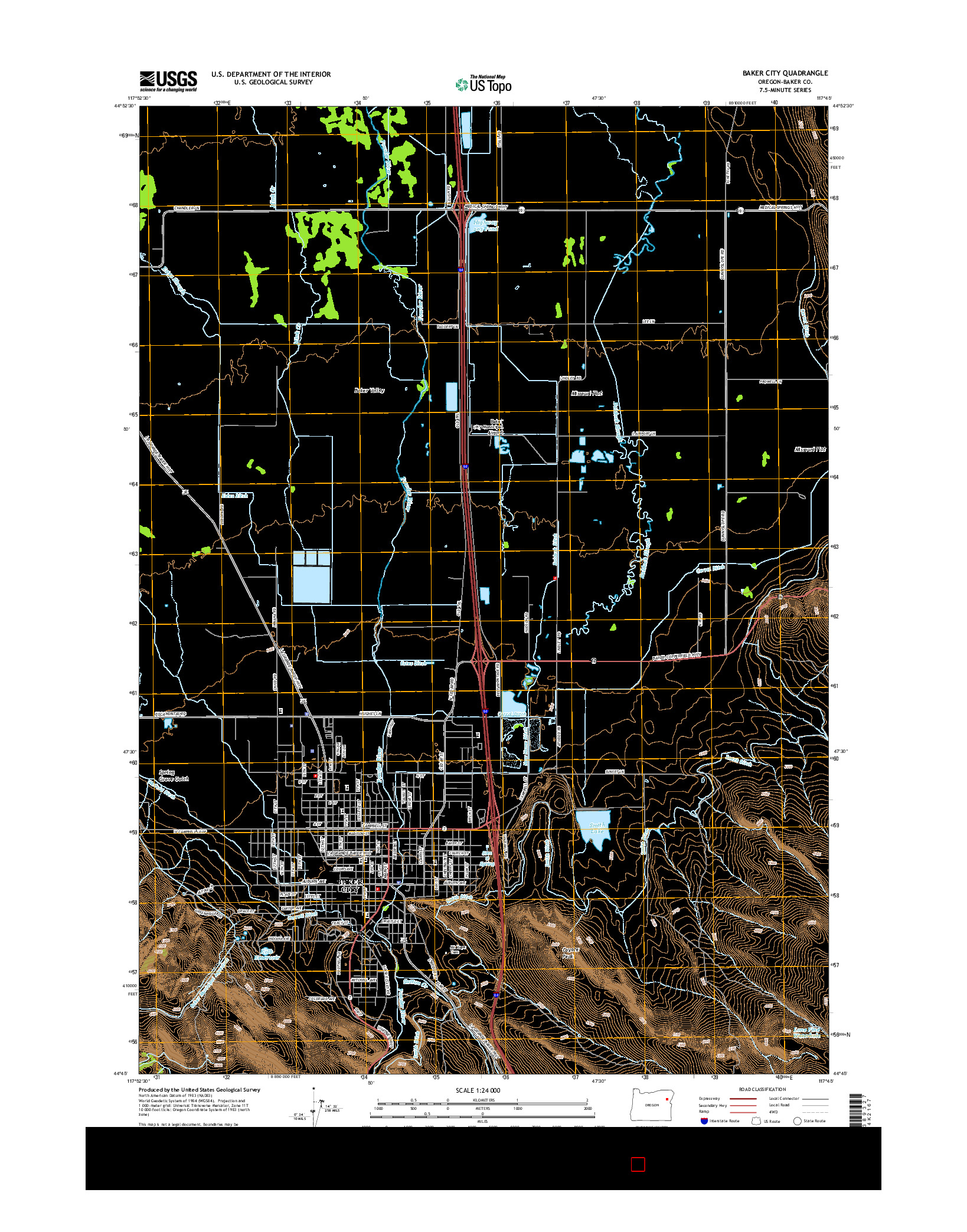 USGS US TOPO 7.5-MINUTE MAP FOR BAKER CITY, OR 2014