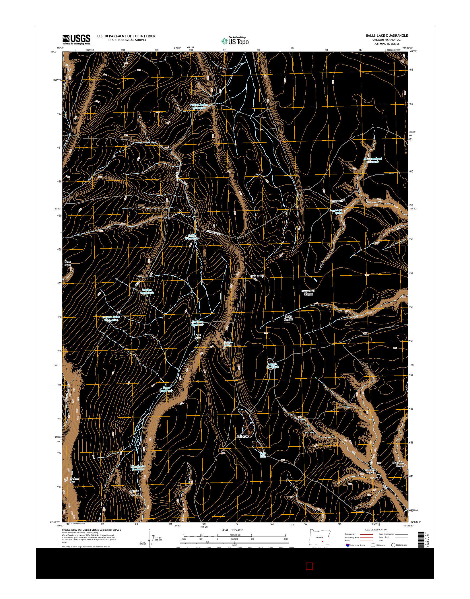 USGS US TOPO 7.5-MINUTE MAP FOR BALLS LAKE, OR 2014