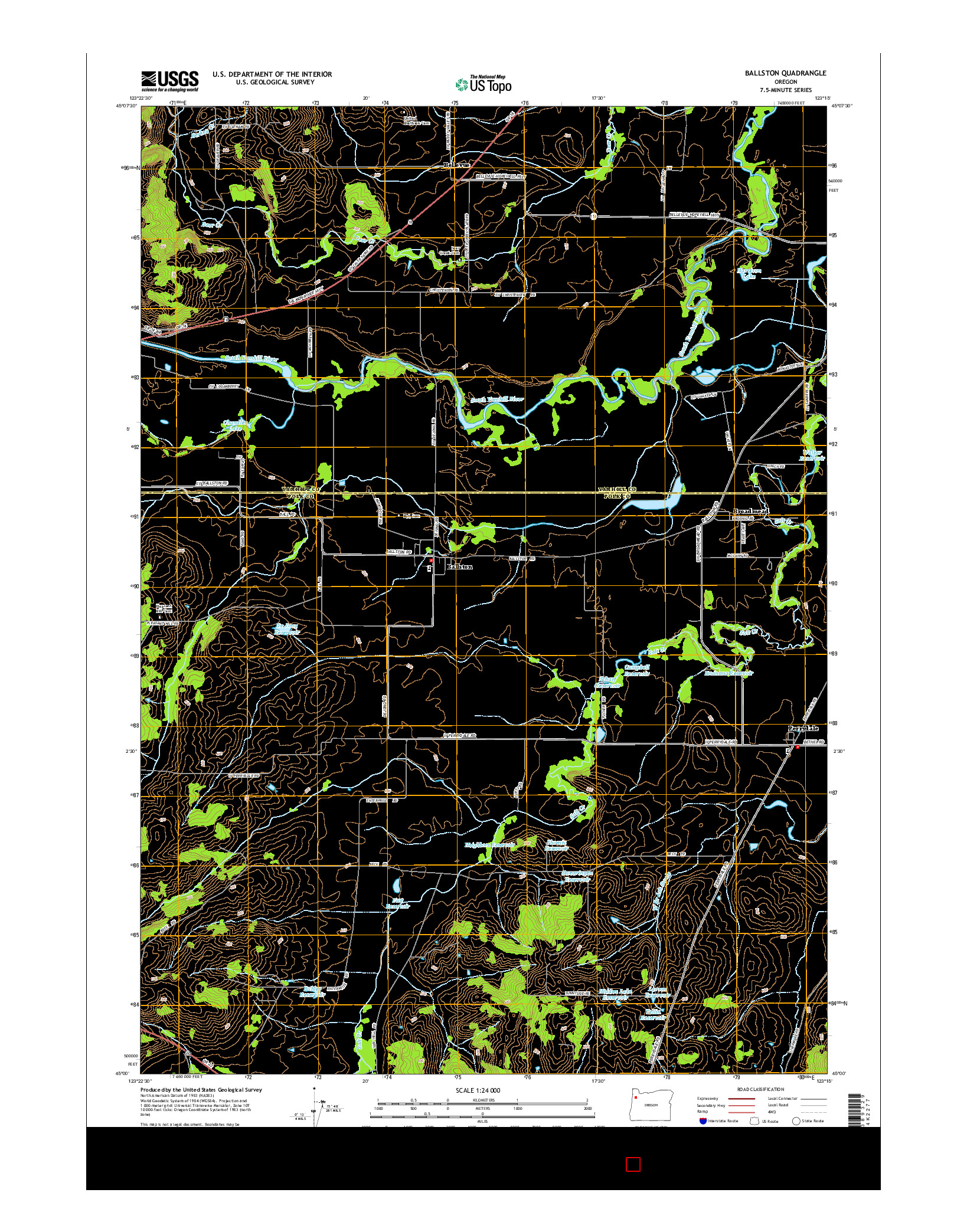 USGS US TOPO 7.5-MINUTE MAP FOR BALLSTON, OR 2014