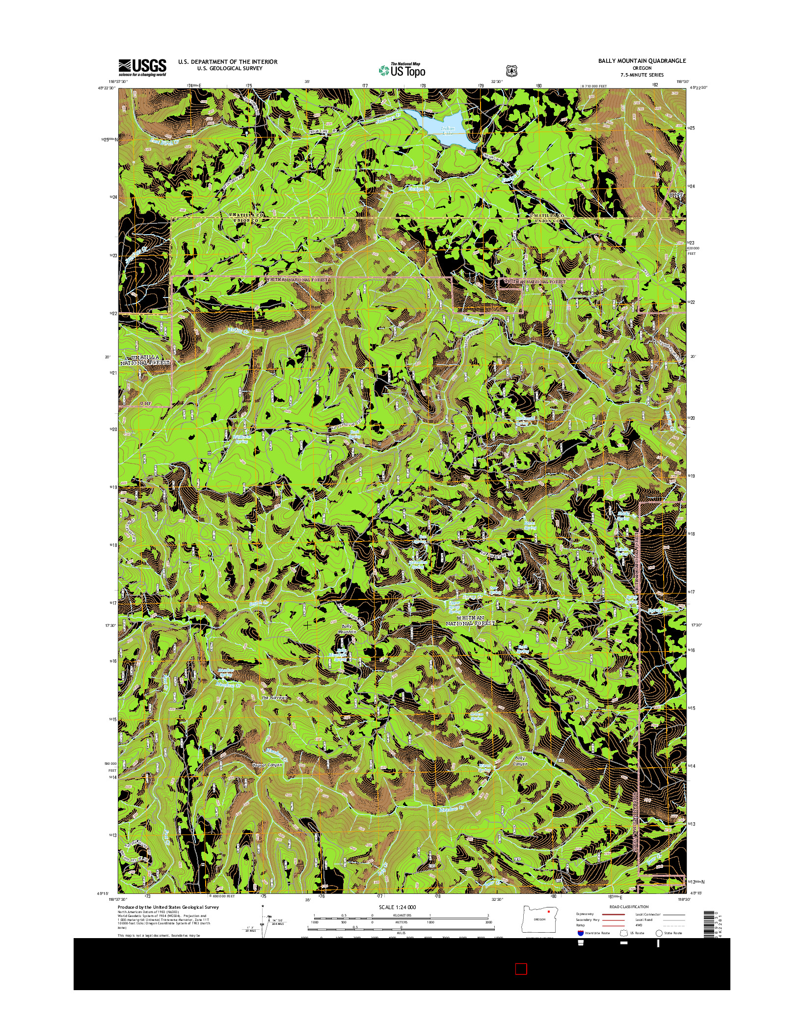 USGS US TOPO 7.5-MINUTE MAP FOR BALLY MOUNTAIN, OR 2014