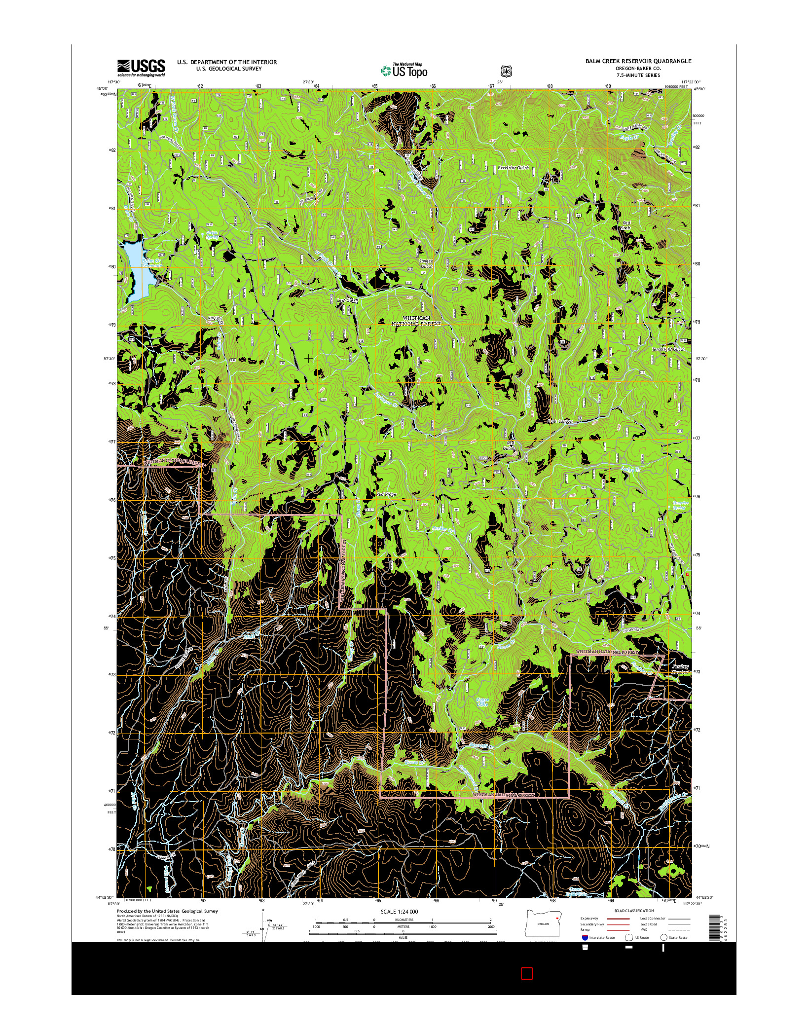 USGS US TOPO 7.5-MINUTE MAP FOR BALM CREEK RESERVOIR, OR 2014