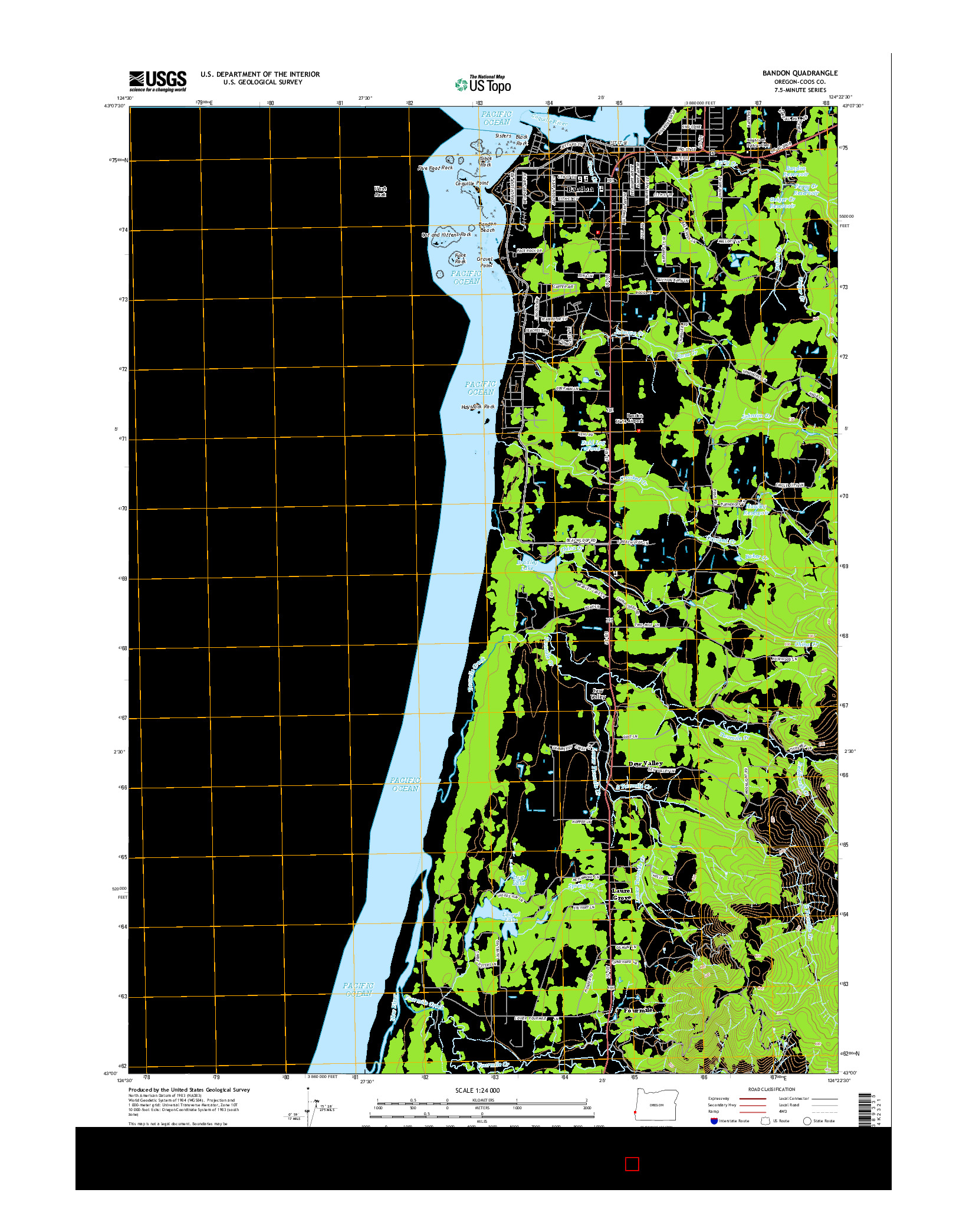 USGS US TOPO 7.5-MINUTE MAP FOR BANDON, OR 2014