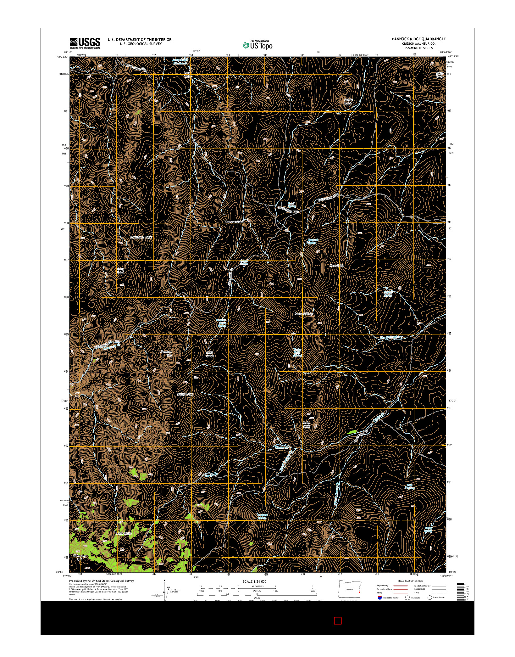 USGS US TOPO 7.5-MINUTE MAP FOR BANNOCK RIDGE, OR 2014