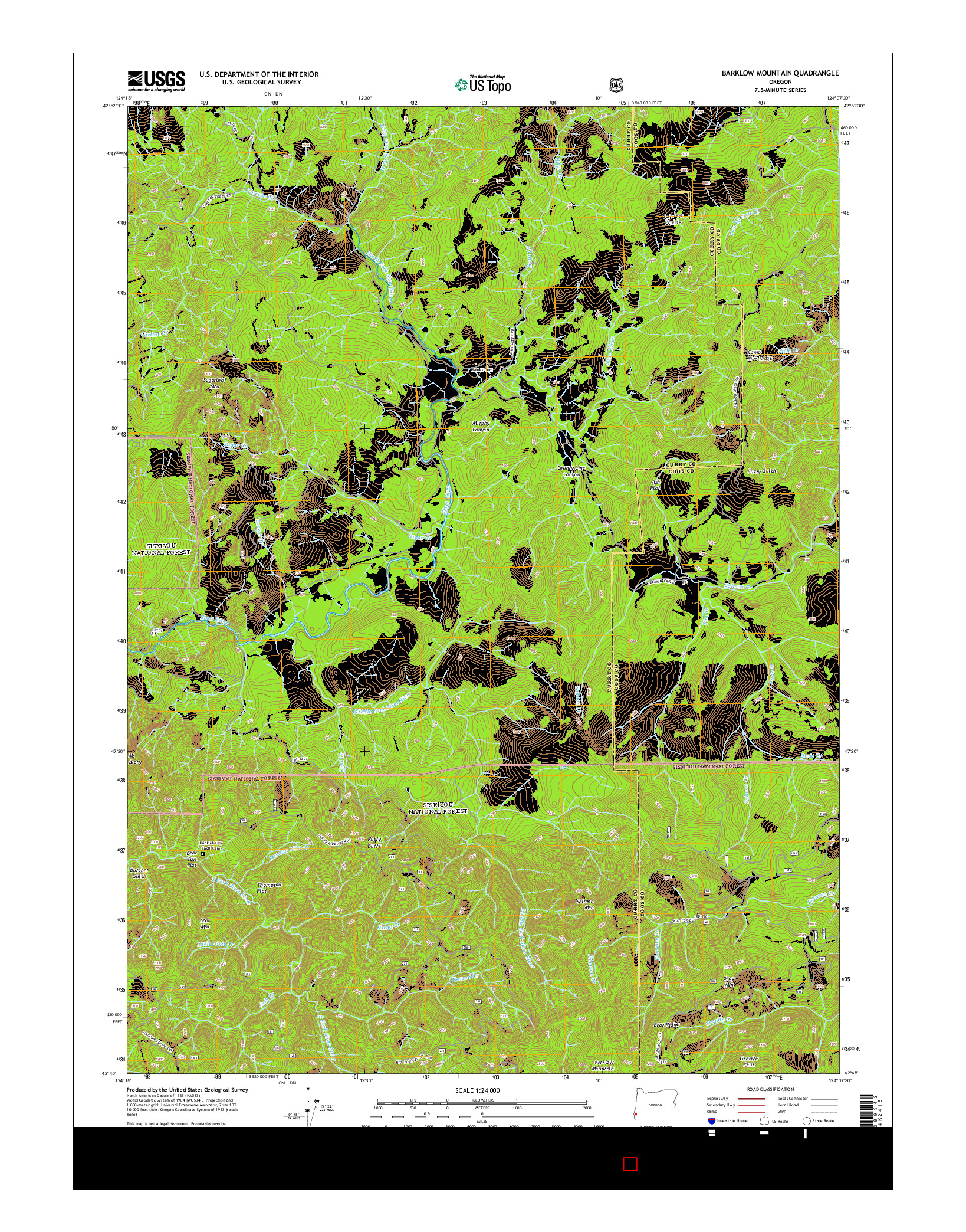 USGS US TOPO 7.5-MINUTE MAP FOR BARKLOW MOUNTAIN, OR 2014