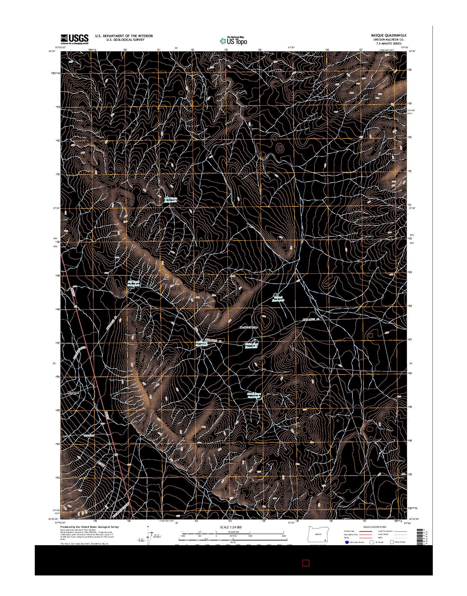 USGS US TOPO 7.5-MINUTE MAP FOR BASQUE, OR 2014