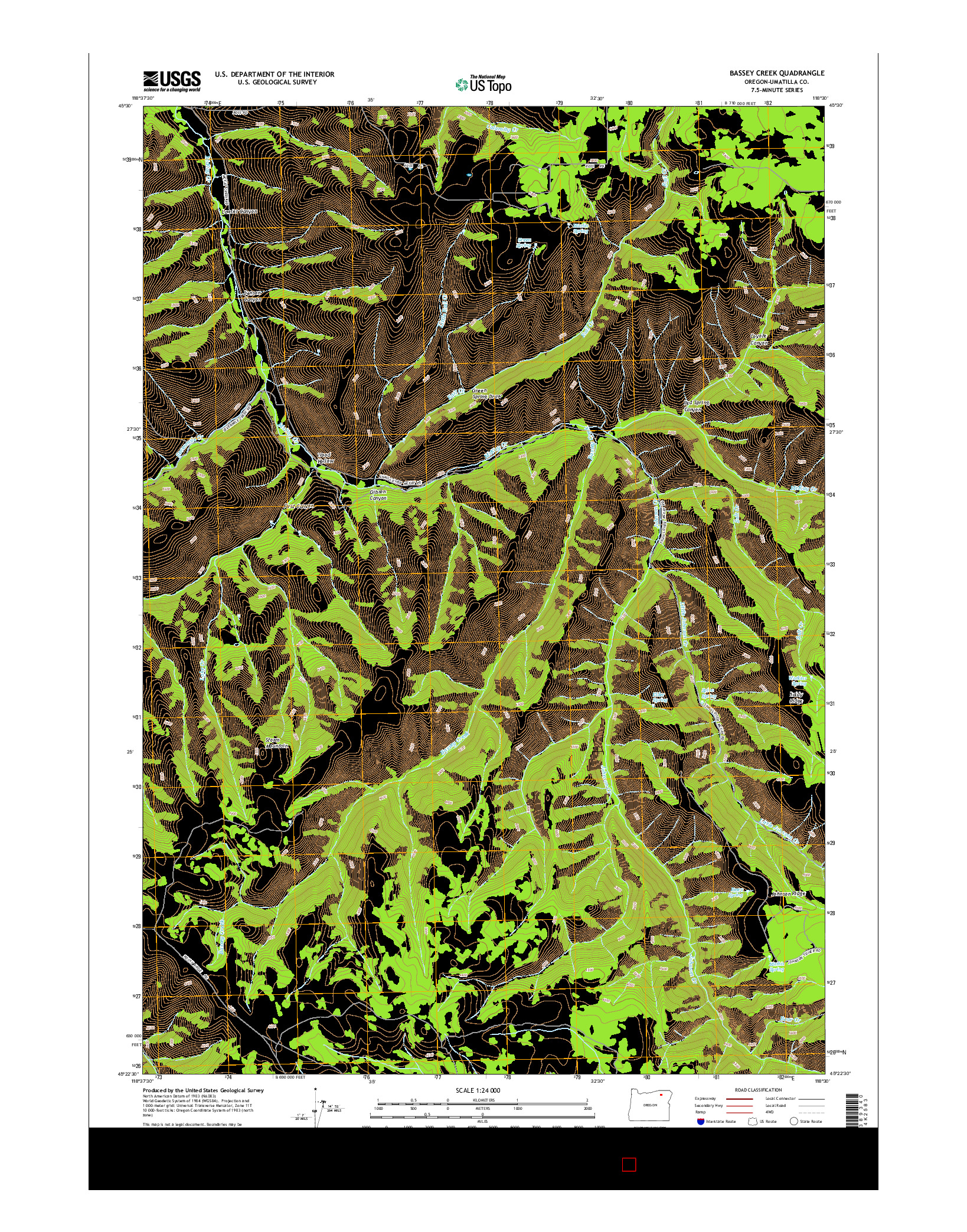 USGS US TOPO 7.5-MINUTE MAP FOR BASSEY CREEK, OR 2014
