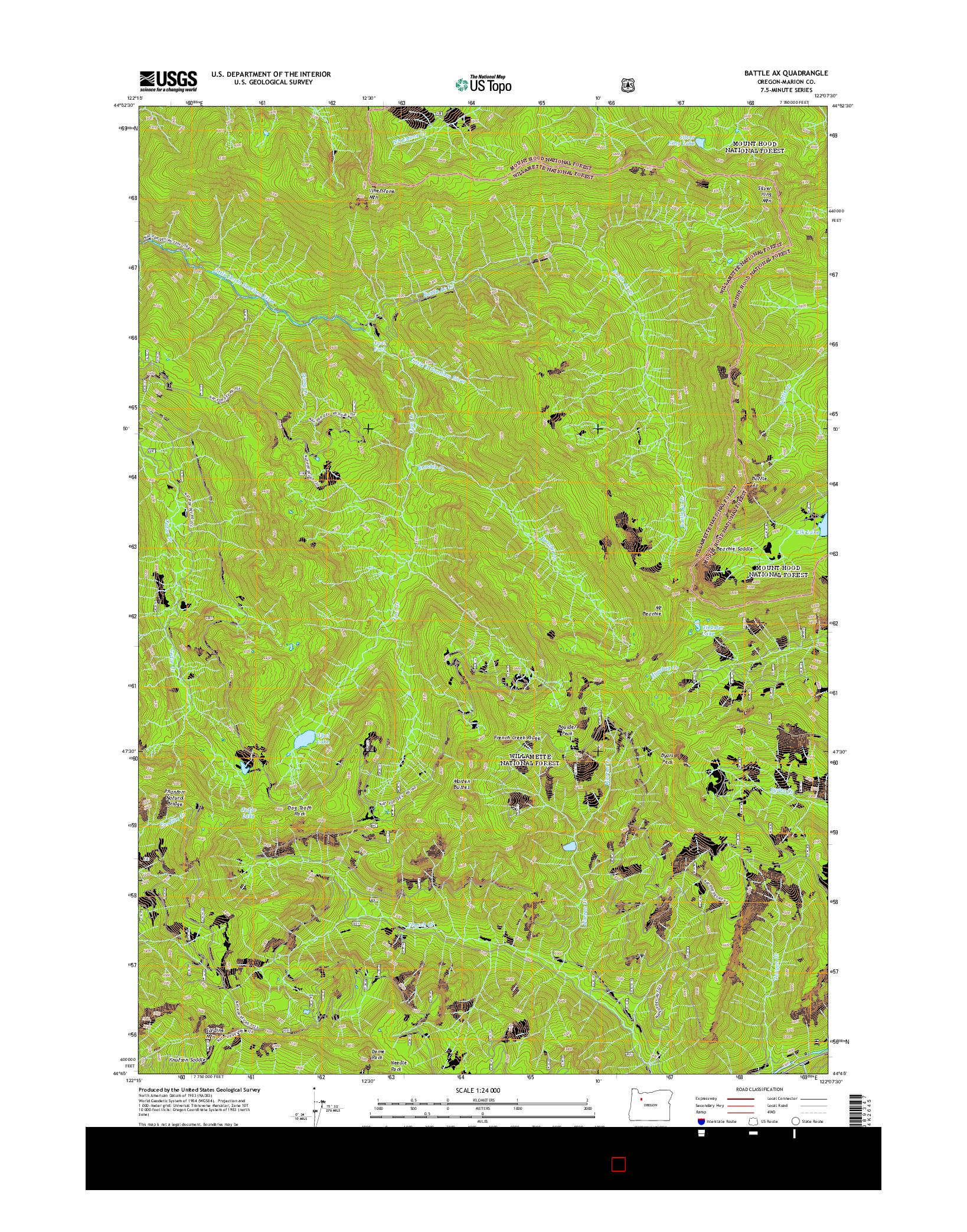 USGS US TOPO 7.5-MINUTE MAP FOR BATTLE AX, OR 2014