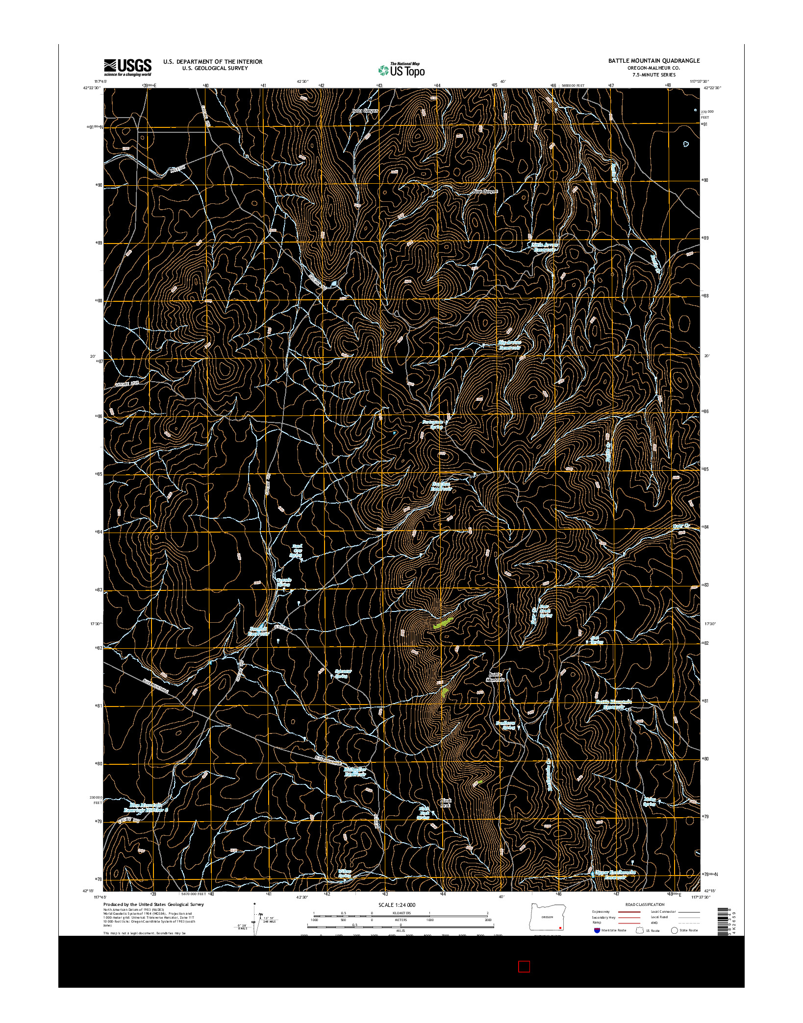 USGS US TOPO 7.5-MINUTE MAP FOR BATTLE MOUNTAIN, OR 2014