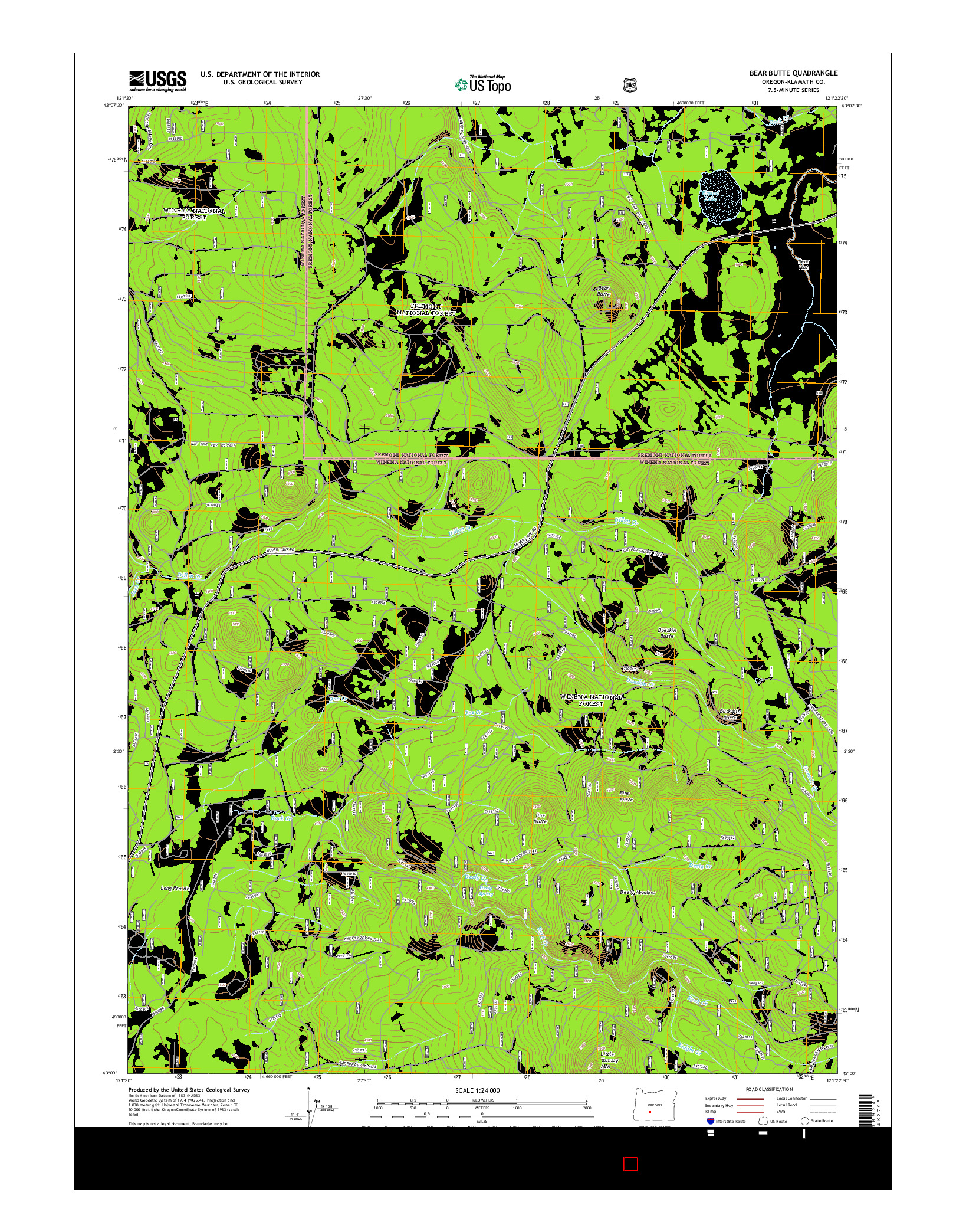 USGS US TOPO 7.5-MINUTE MAP FOR BEAR BUTTE, OR 2014