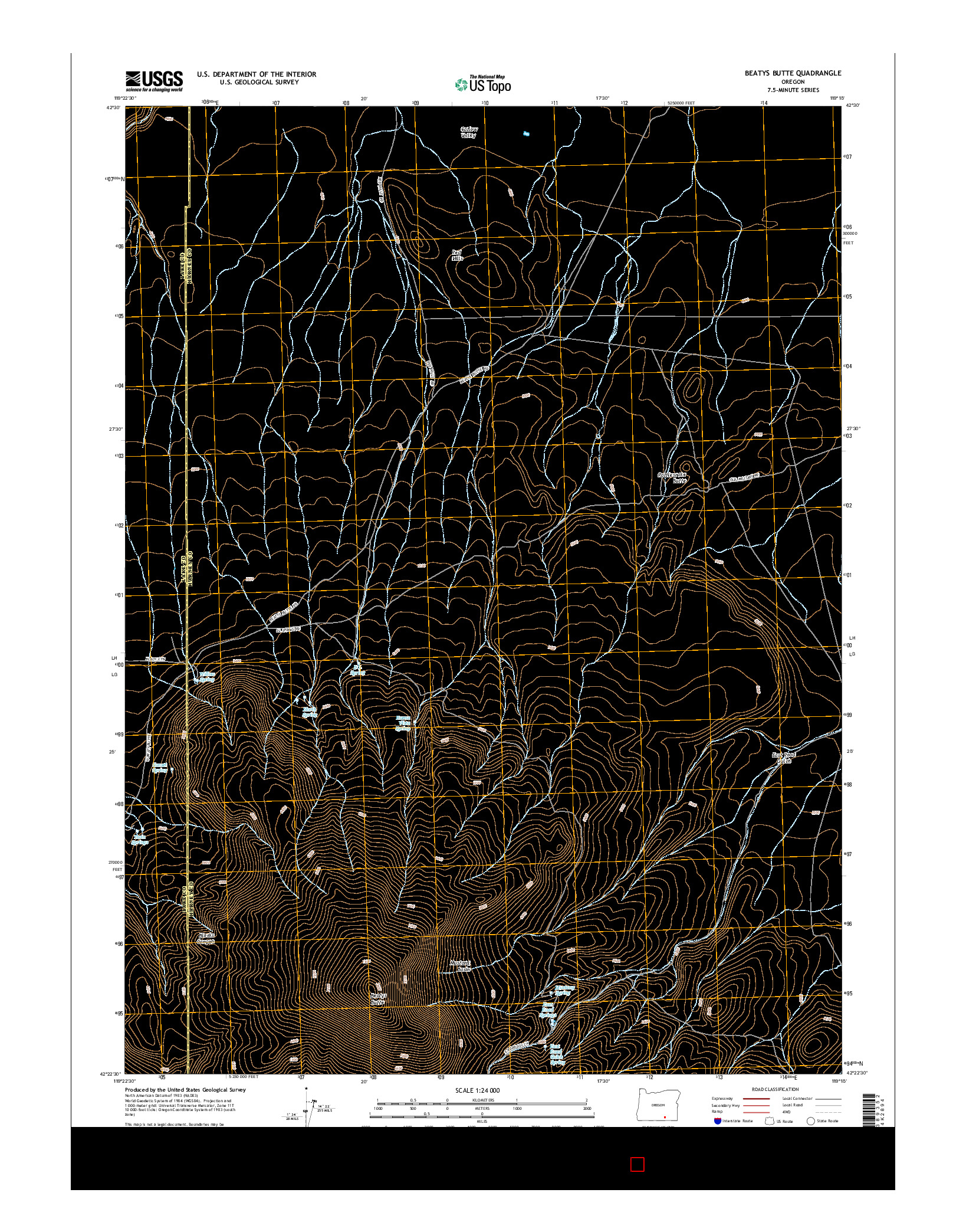 USGS US TOPO 7.5-MINUTE MAP FOR BEATYS BUTTE, OR 2014