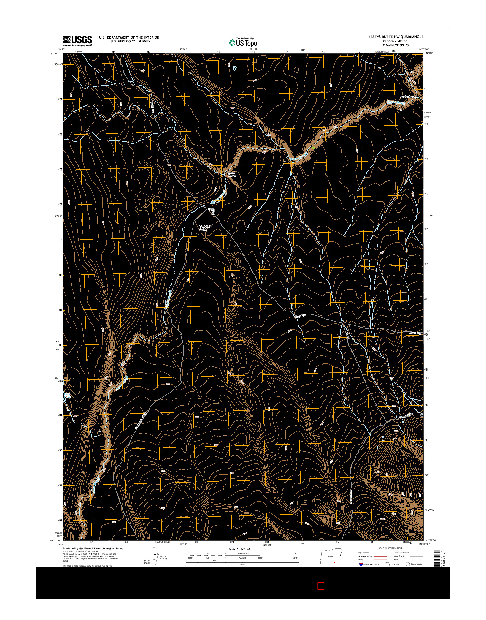 USGS US TOPO 7.5-MINUTE MAP FOR BEATYS BUTTE NW, OR 2014