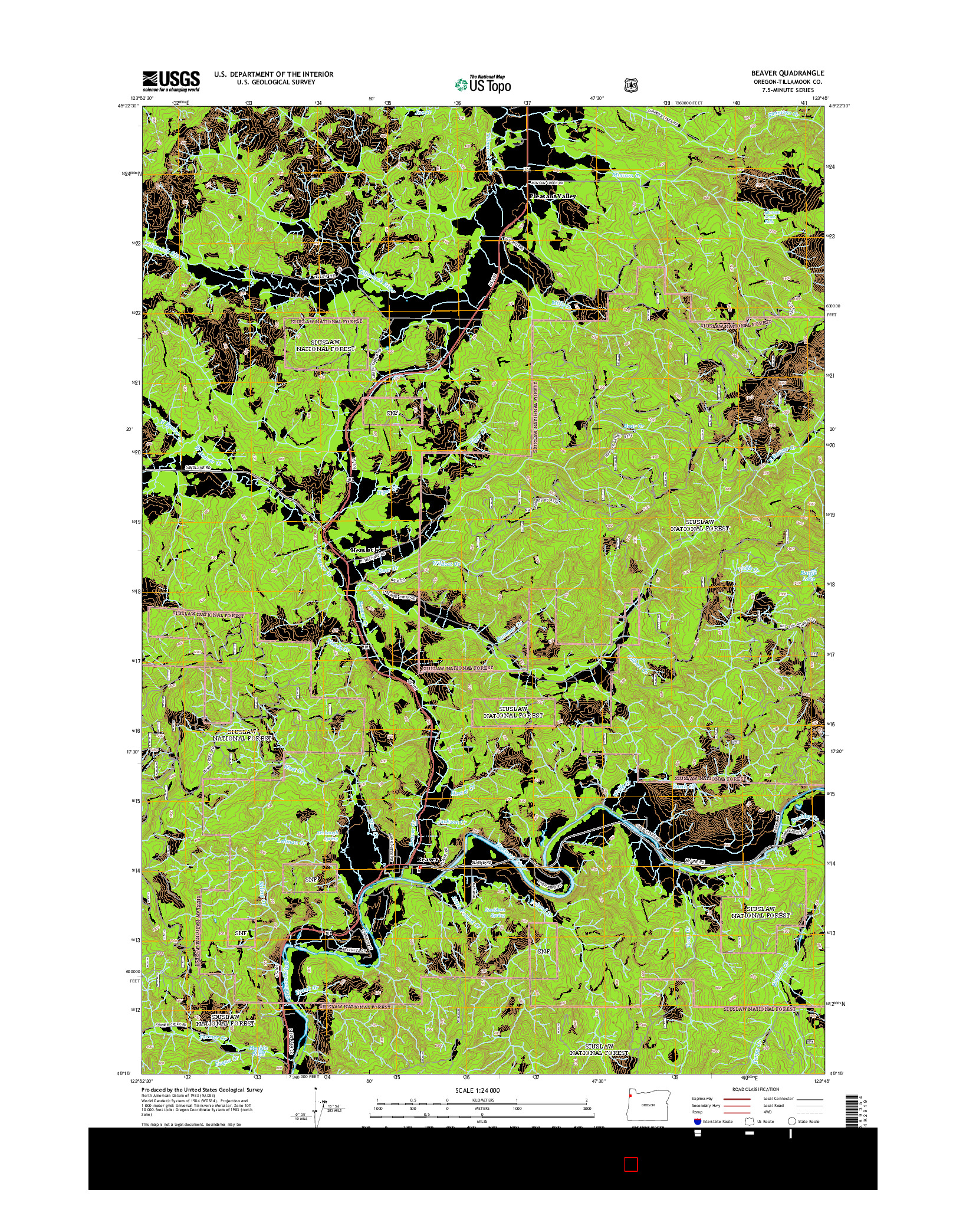 USGS US TOPO 7.5-MINUTE MAP FOR BEAVER, OR 2014