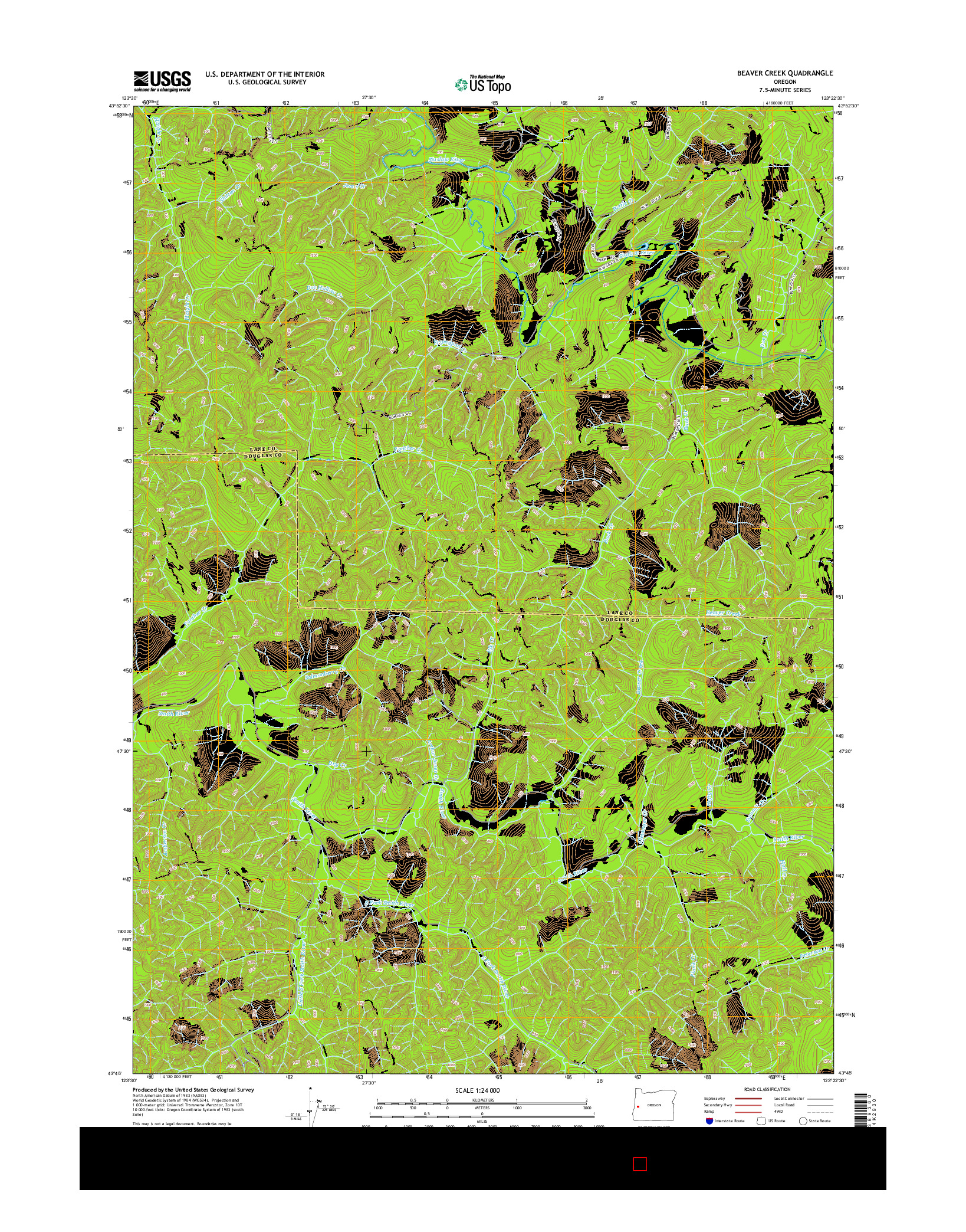 USGS US TOPO 7.5-MINUTE MAP FOR BEAVER CREEK, OR 2014