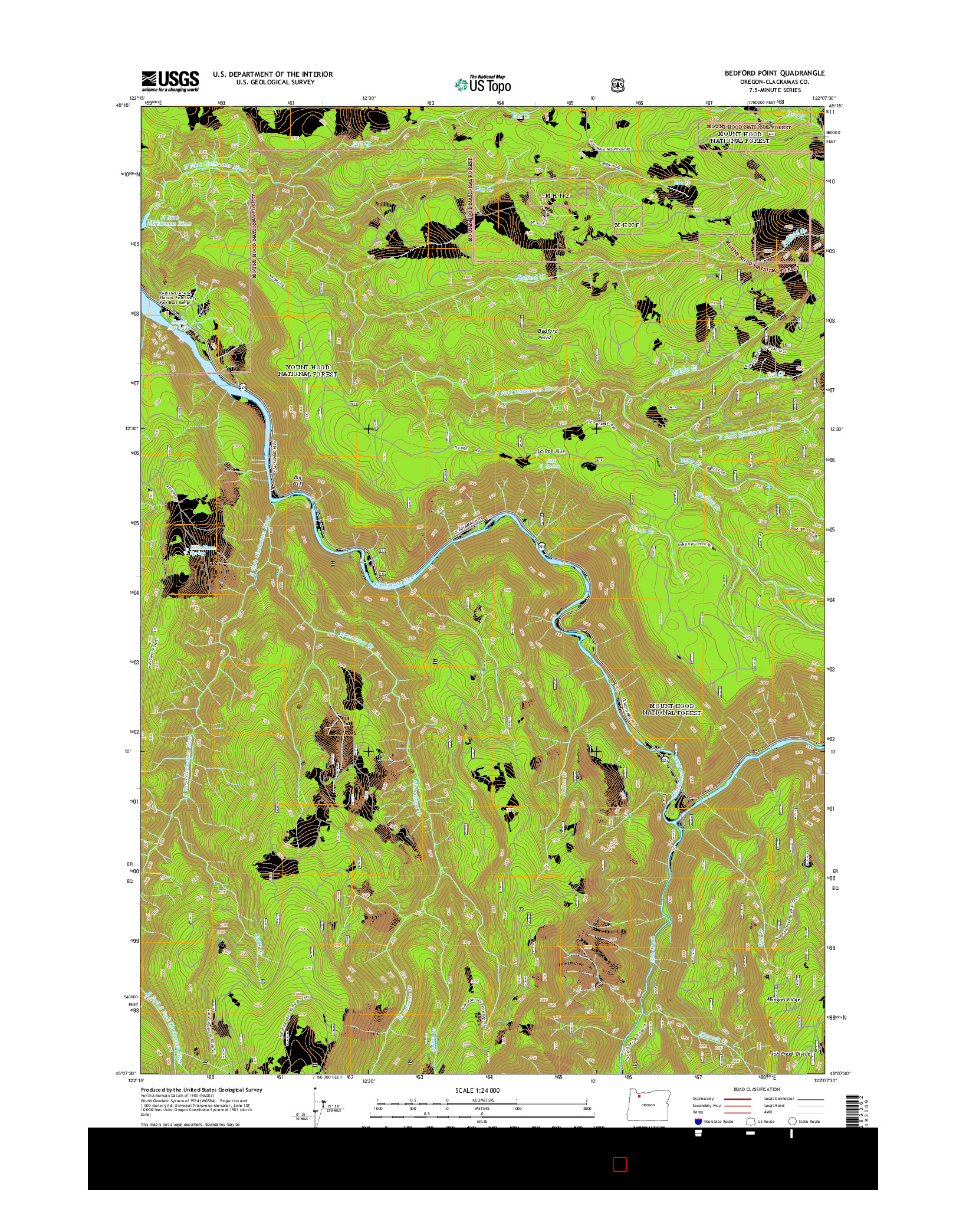 USGS US TOPO 7.5-MINUTE MAP FOR BEDFORD POINT, OR 2014