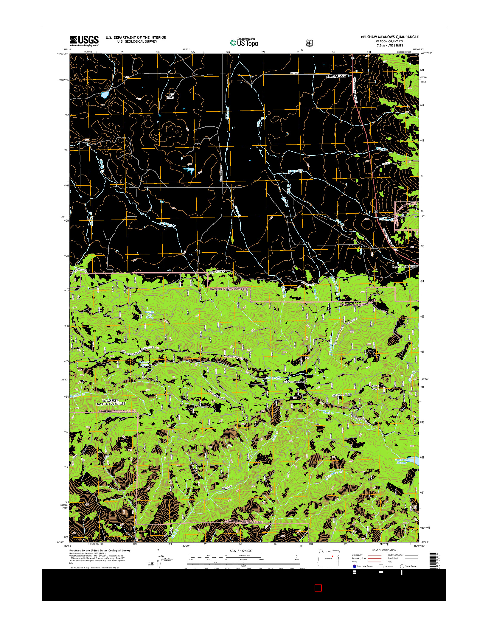 USGS US TOPO 7.5-MINUTE MAP FOR BELSHAW MEADOWS, OR 2014