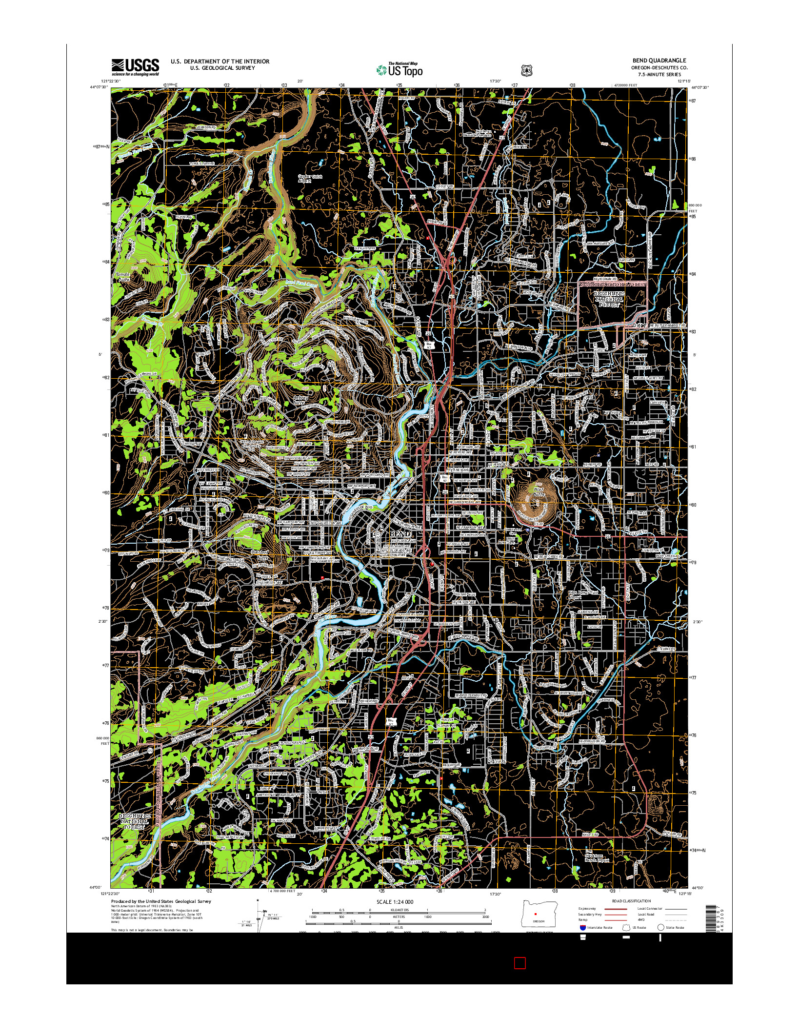 USGS US TOPO 7.5-MINUTE MAP FOR BEND, OR 2014