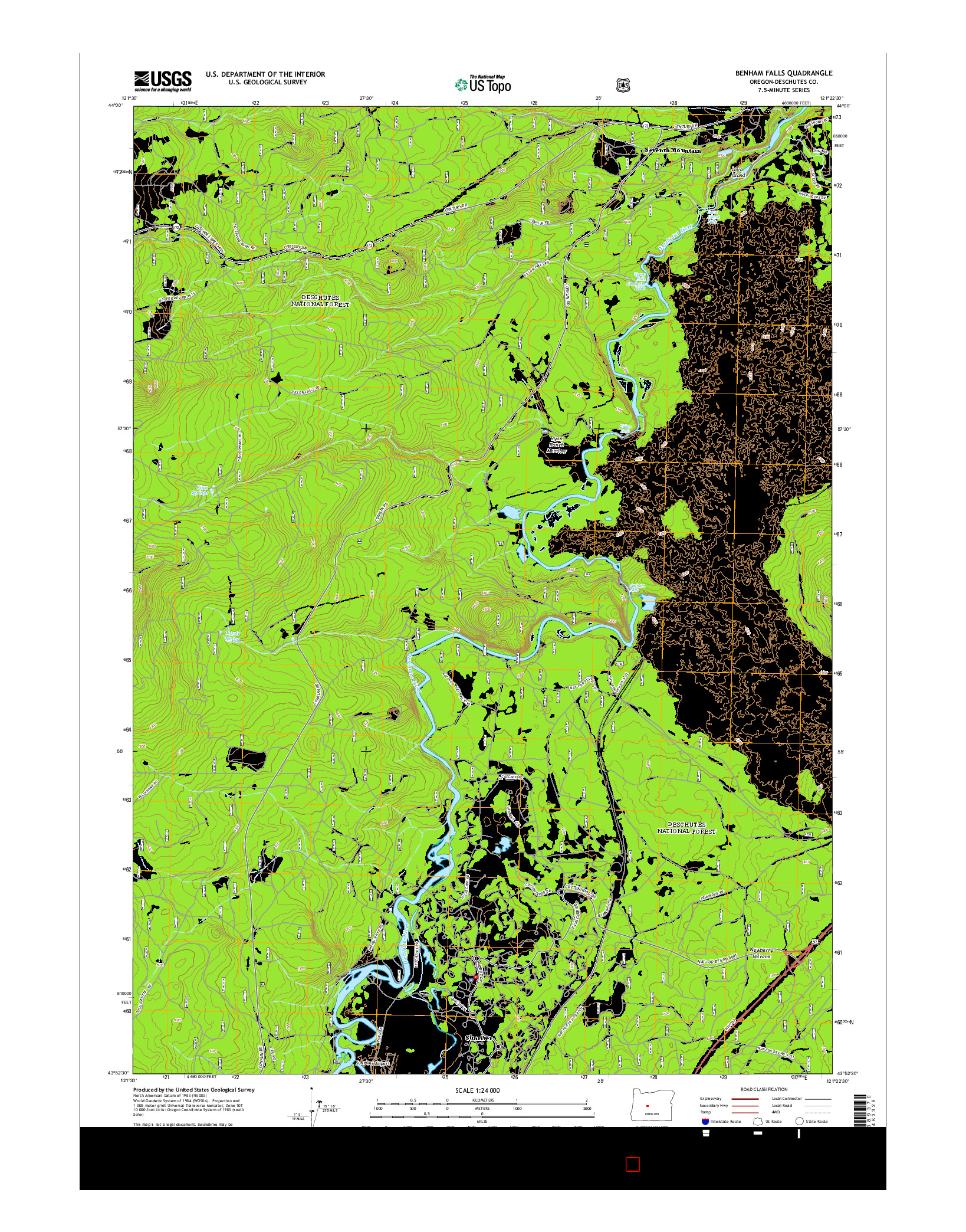 USGS US TOPO 7.5-MINUTE MAP FOR BENHAM FALLS, OR 2014