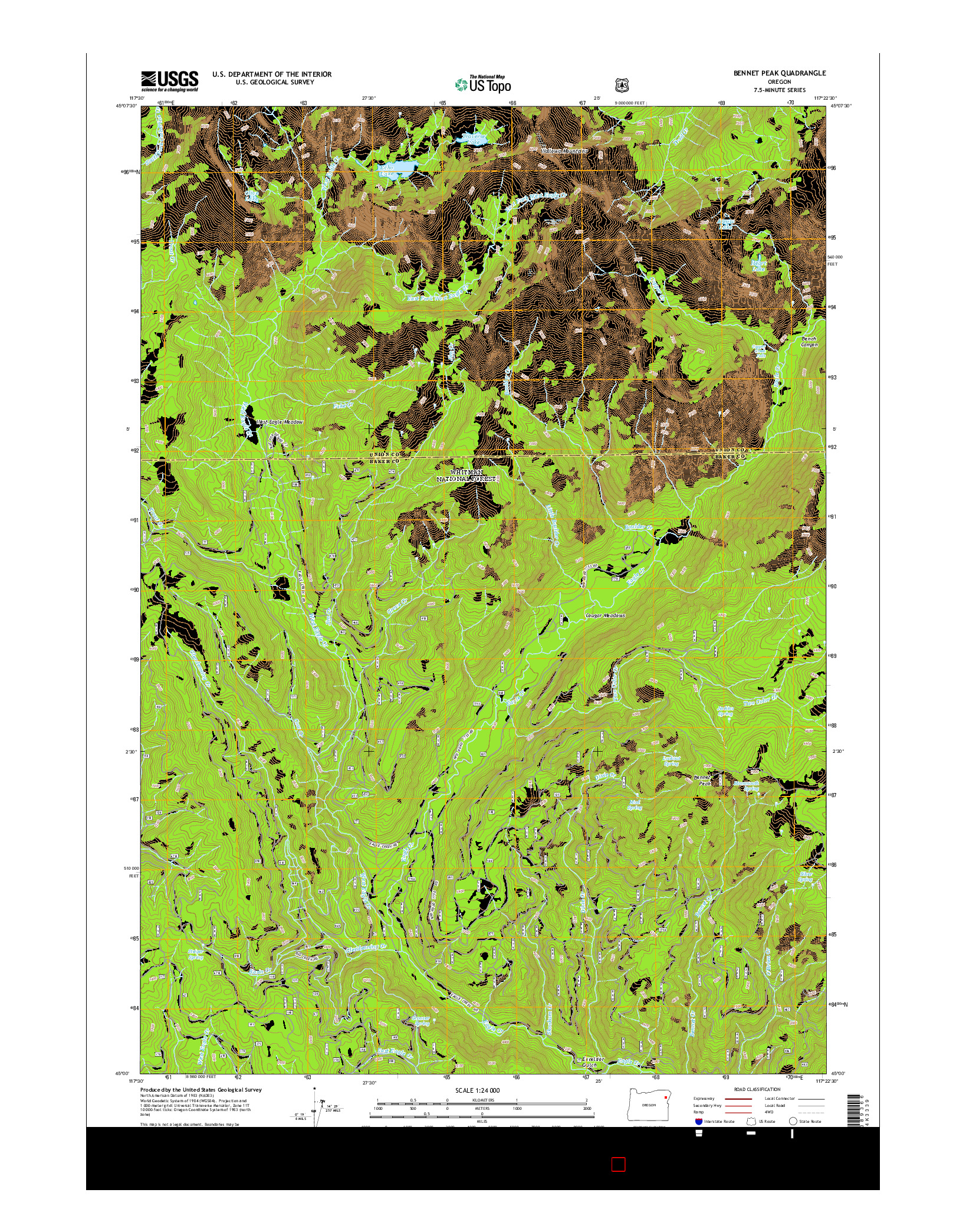 USGS US TOPO 7.5-MINUTE MAP FOR BENNET PEAK, OR 2014