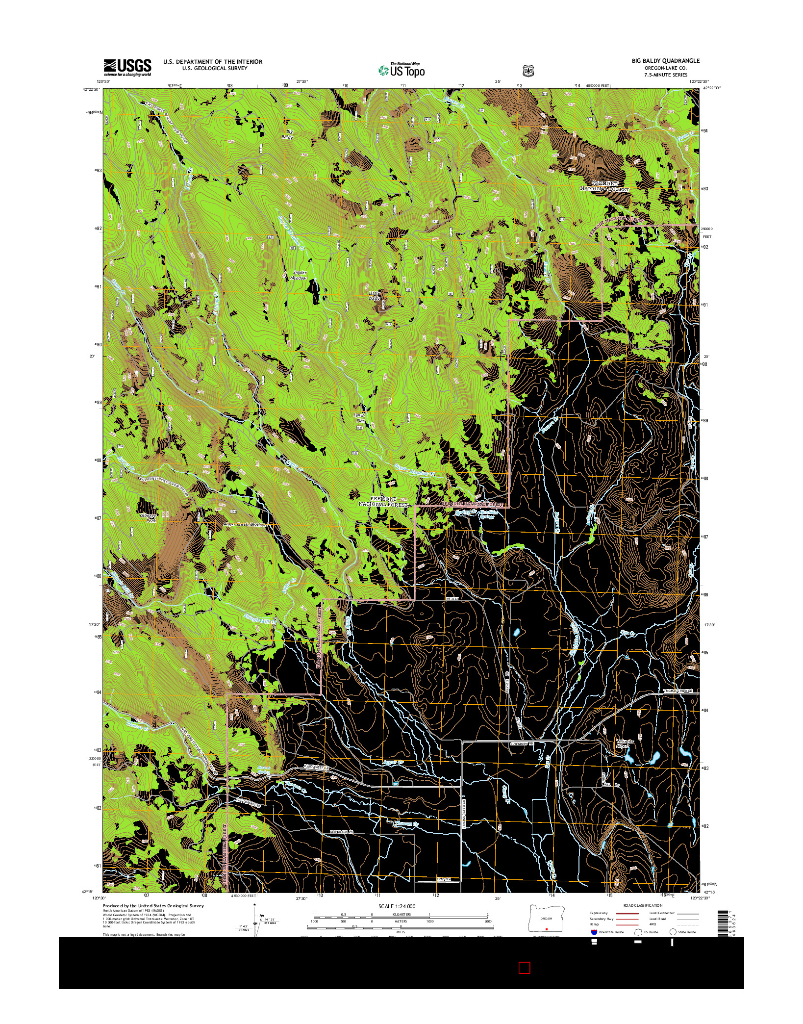 USGS US TOPO 7.5-MINUTE MAP FOR BIG BALDY, OR 2014