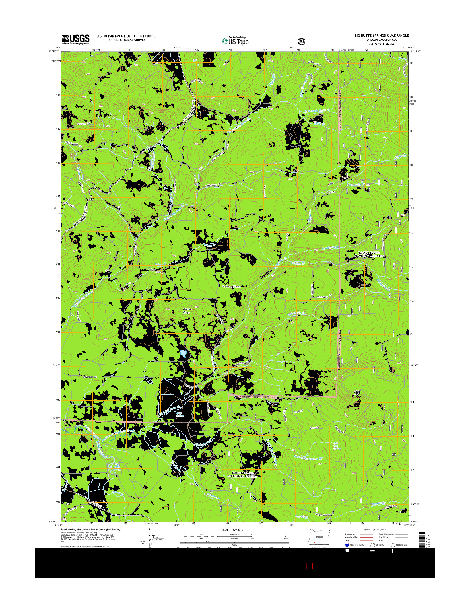 USGS US TOPO 7.5-MINUTE MAP FOR BIG BUTTE SPRINGS, OR 2014