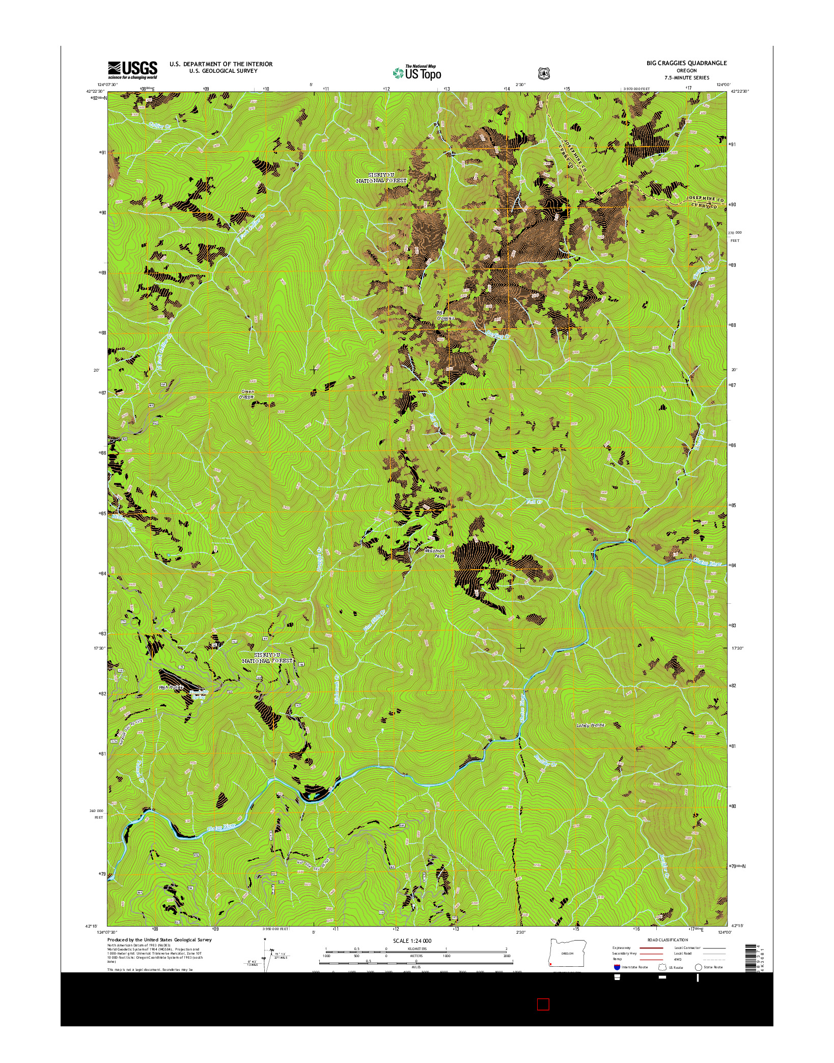 USGS US TOPO 7.5-MINUTE MAP FOR BIG CRAGGIES, OR 2014