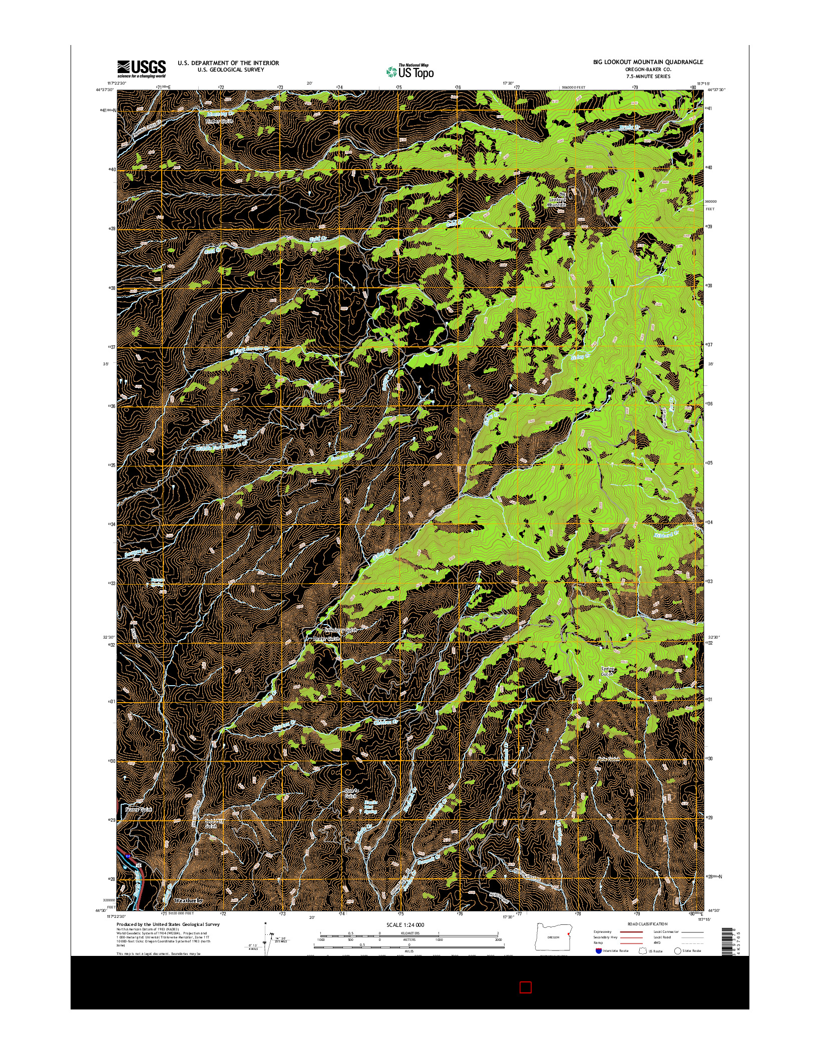 USGS US TOPO 7.5-MINUTE MAP FOR BIG LOOKOUT MOUNTAIN, OR 2014