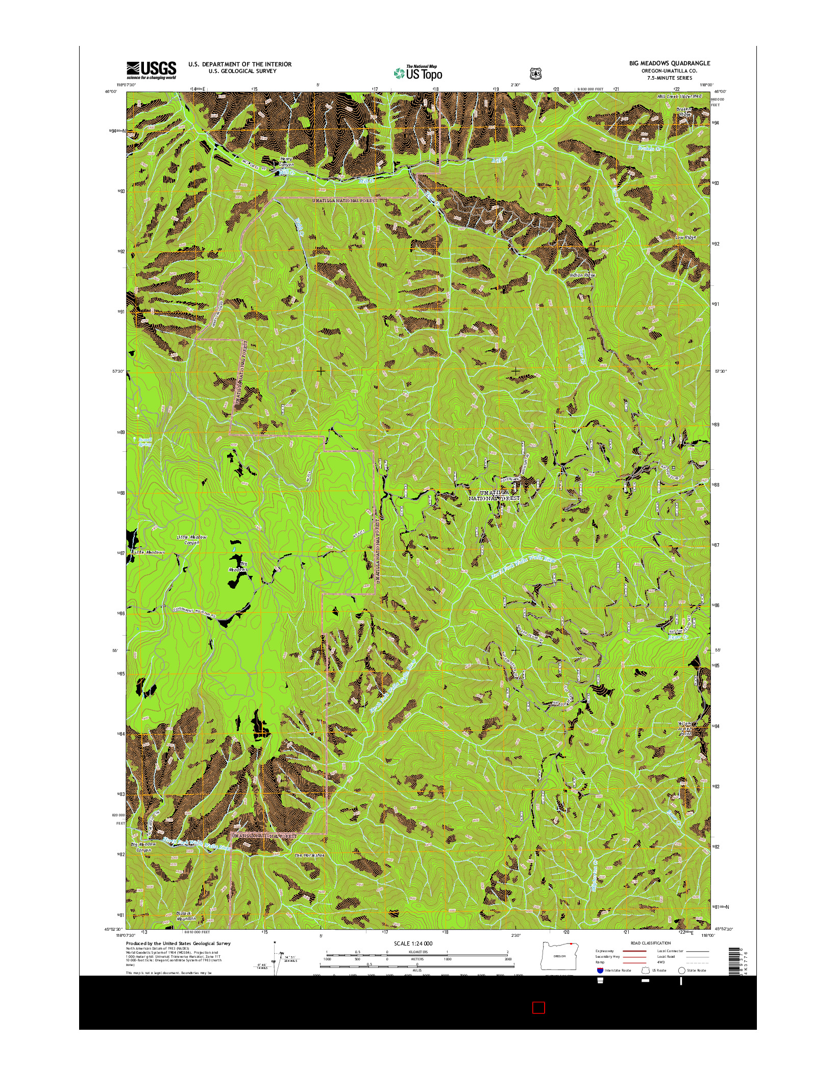 USGS US TOPO 7.5-MINUTE MAP FOR BIG MEADOWS, OR 2014