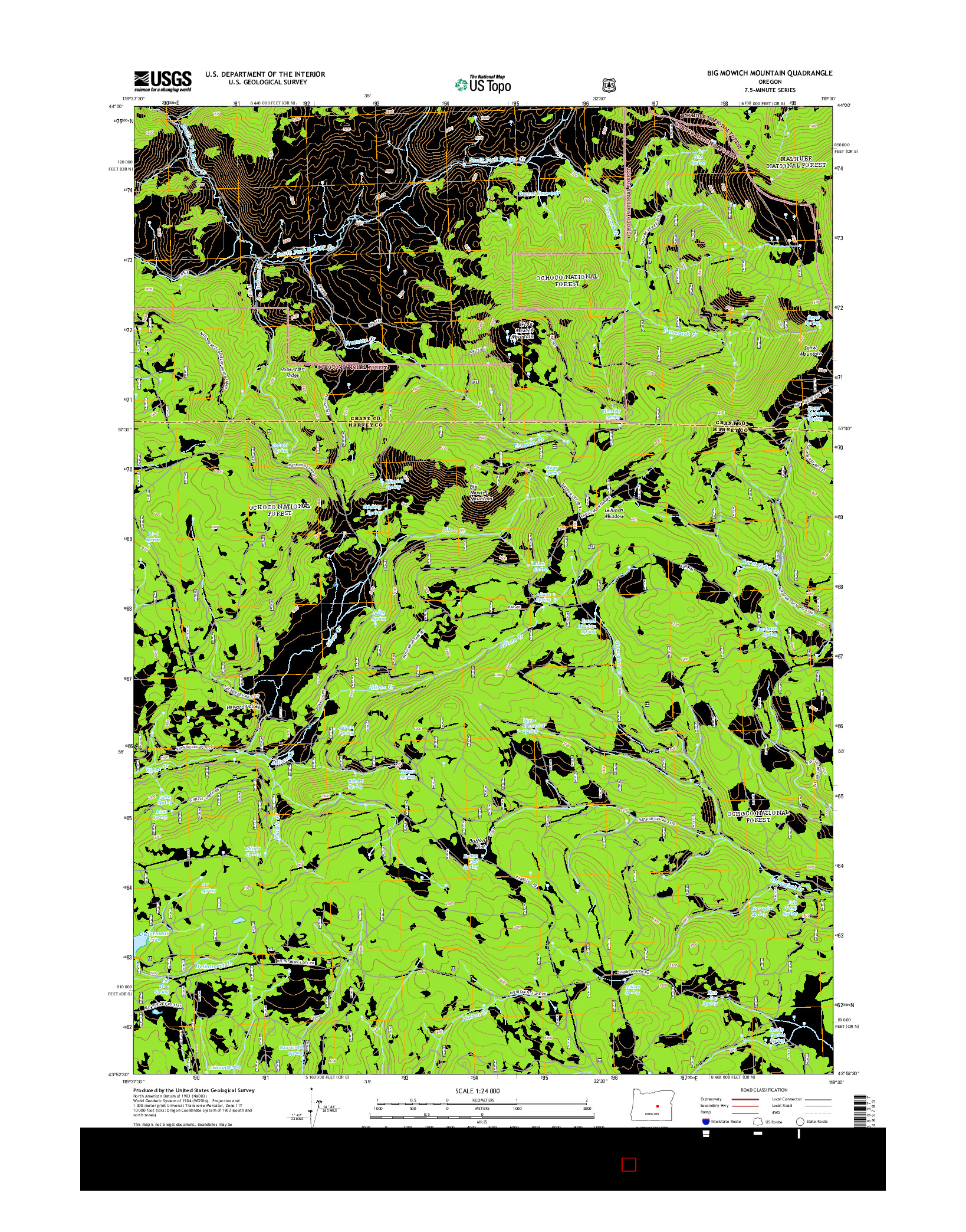 USGS US TOPO 7.5-MINUTE MAP FOR BIG MOWICH MOUNTAIN, OR 2014