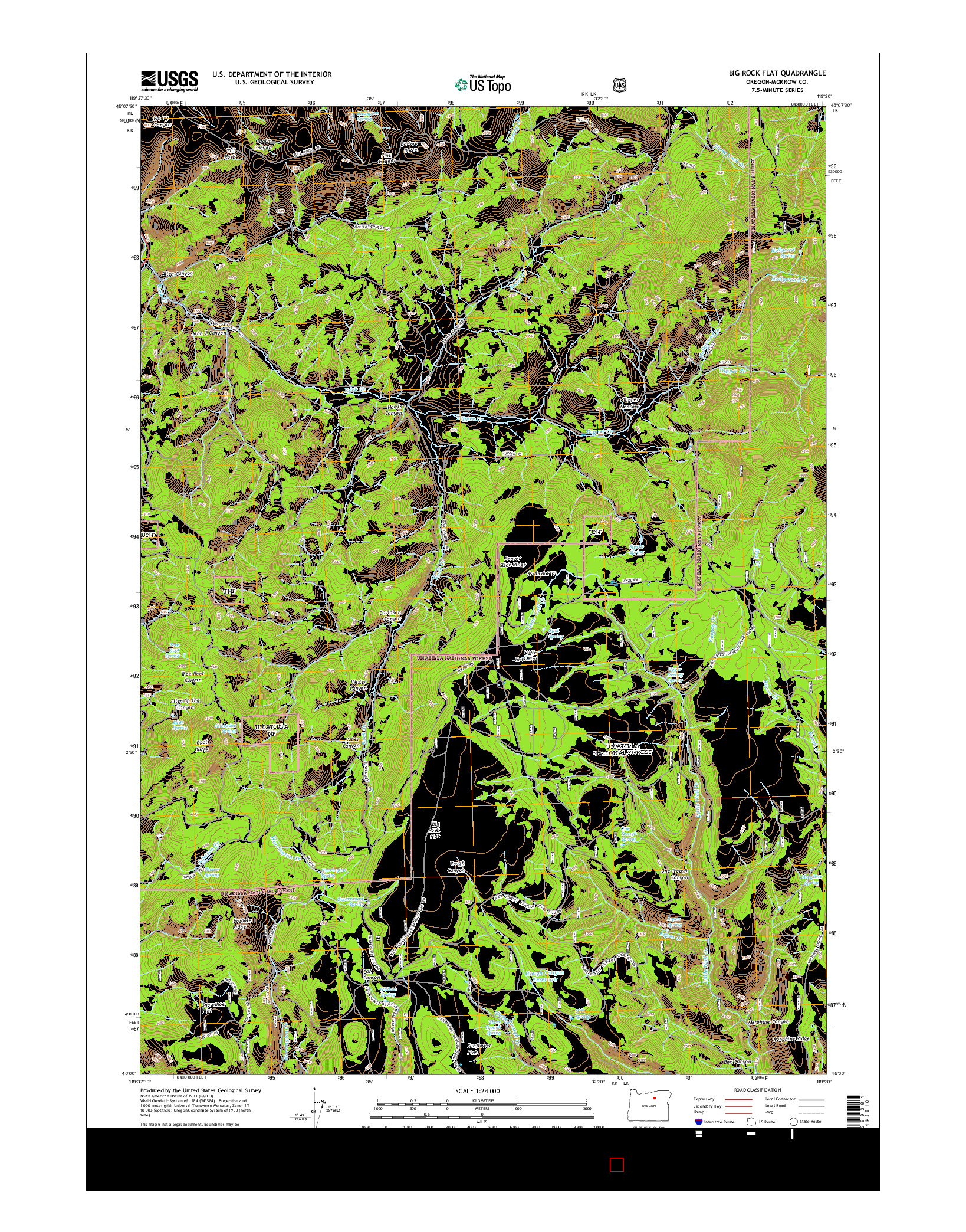 USGS US TOPO 7.5-MINUTE MAP FOR BIG ROCK FLAT, OR 2014