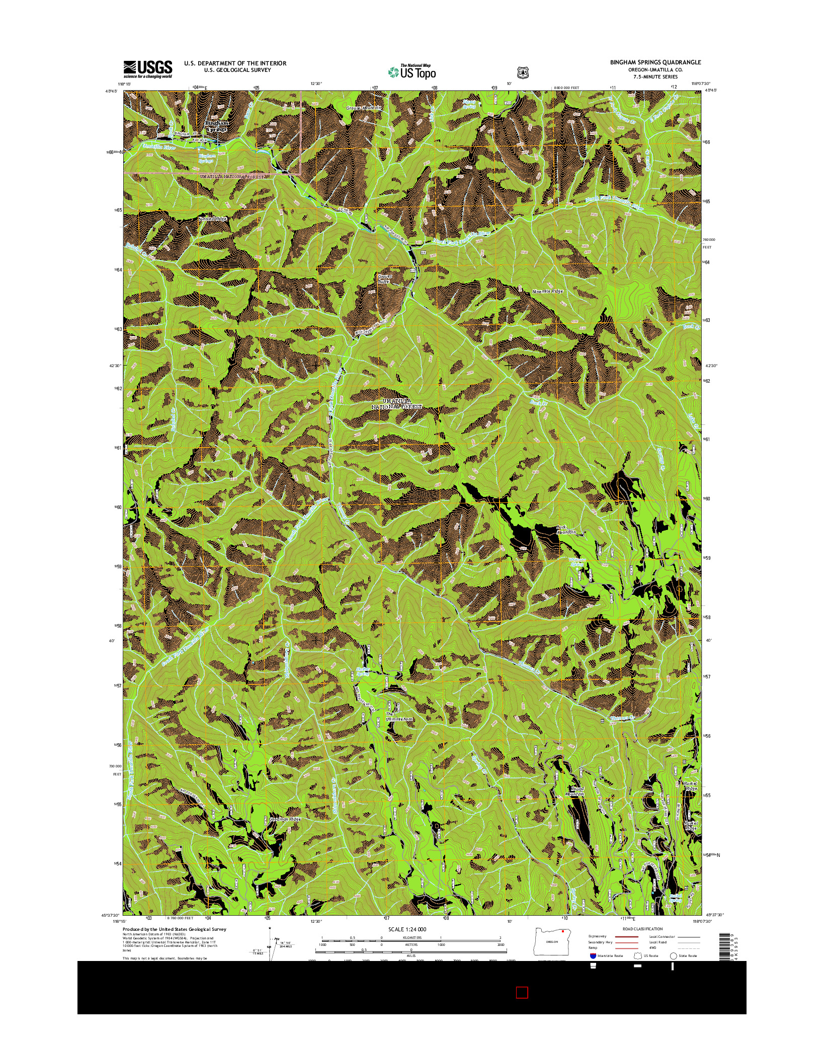 USGS US TOPO 7.5-MINUTE MAP FOR BINGHAM SPRINGS, OR 2014