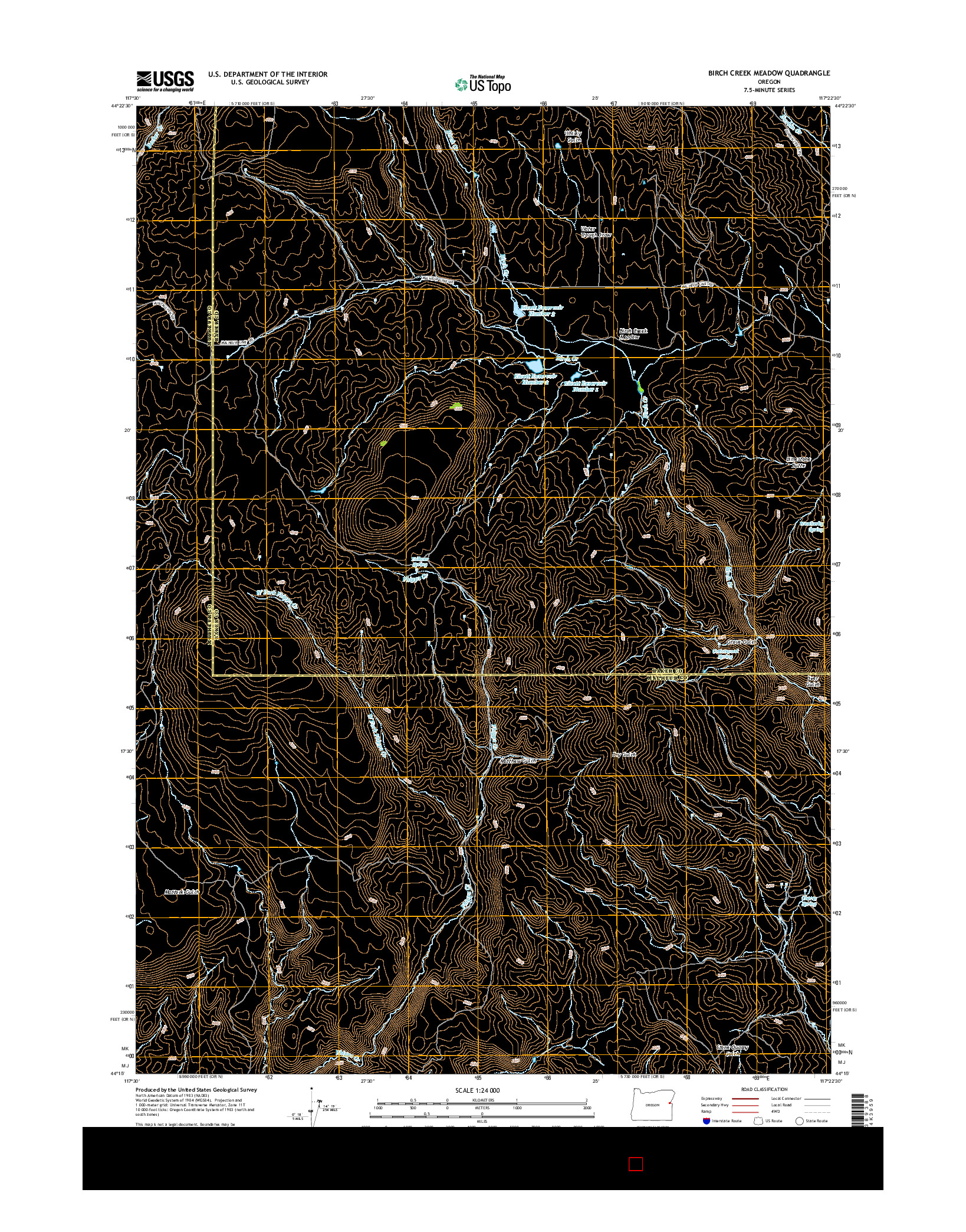 USGS US TOPO 7.5-MINUTE MAP FOR BIRCH CREEK MEADOW, OR 2014