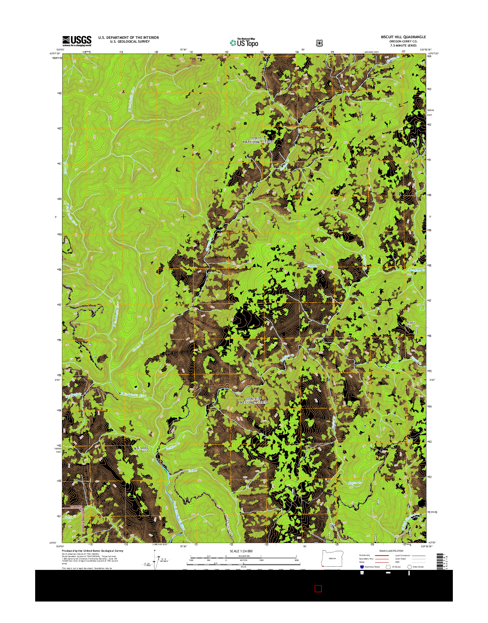 USGS US TOPO 7.5-MINUTE MAP FOR BISCUIT HILL, OR 2014