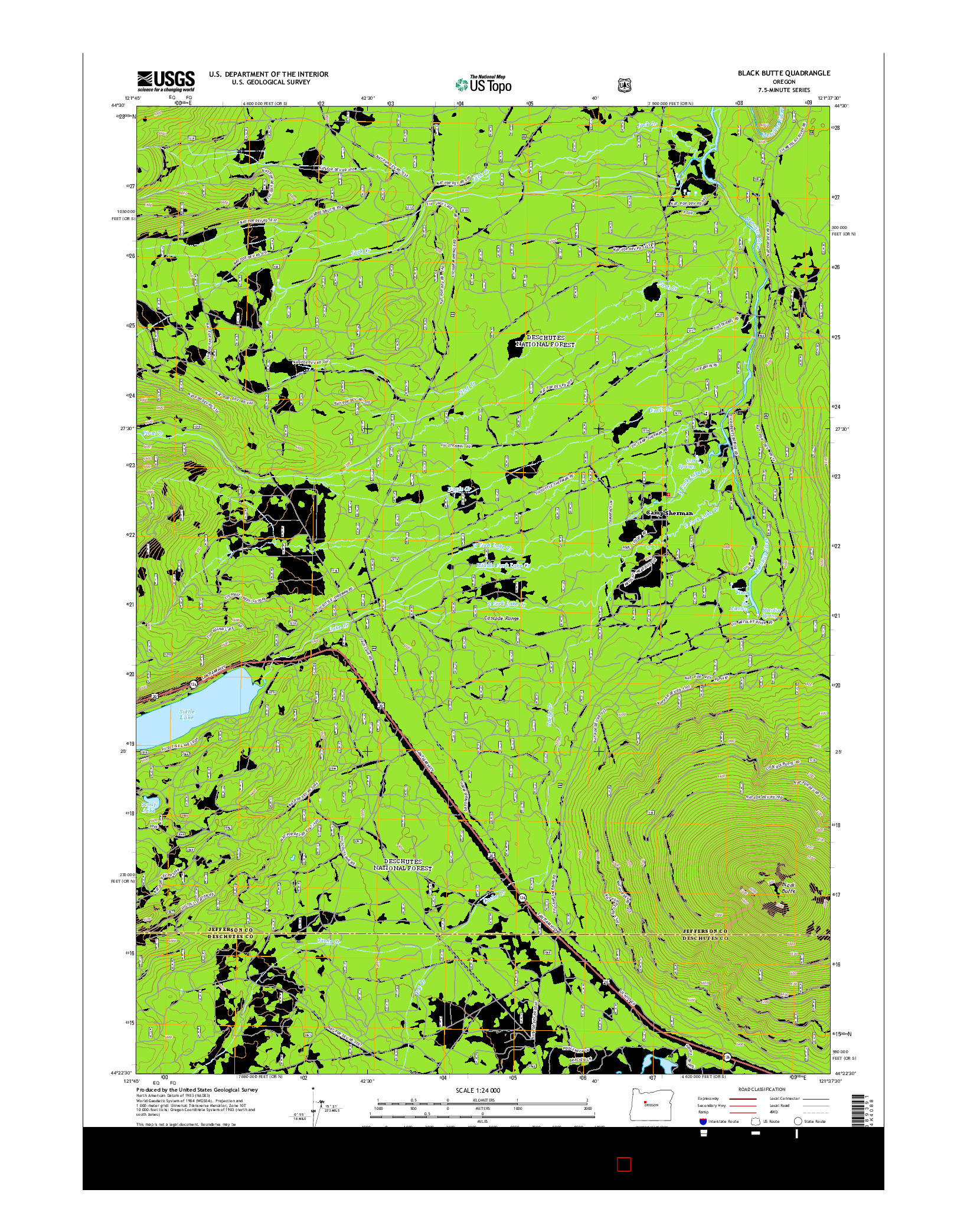 USGS US TOPO 7.5-MINUTE MAP FOR BLACK BUTTE, OR 2014