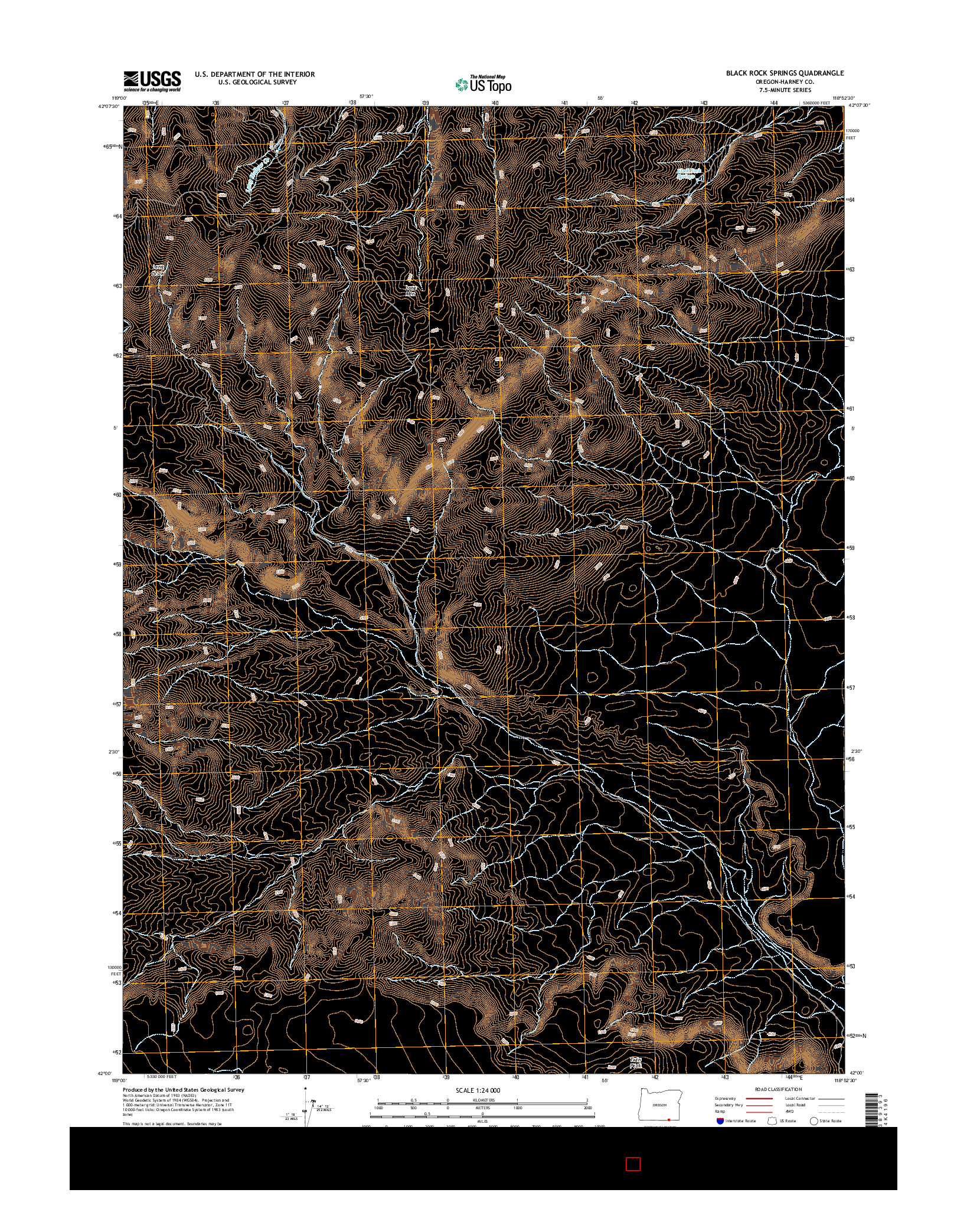 USGS US TOPO 7.5-MINUTE MAP FOR BLACK ROCK SPRINGS, OR 2014