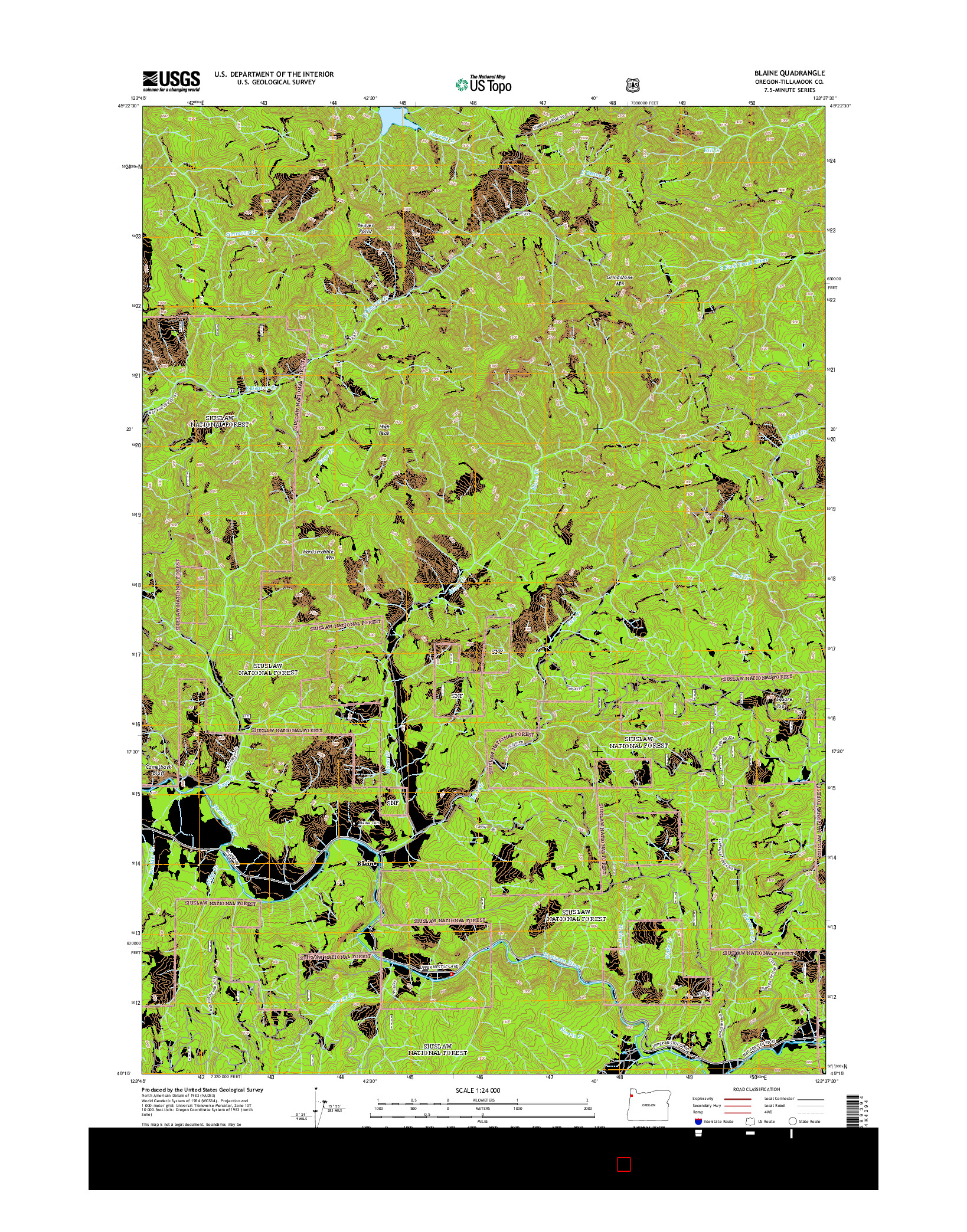 USGS US TOPO 7.5-MINUTE MAP FOR BLAINE, OR 2014