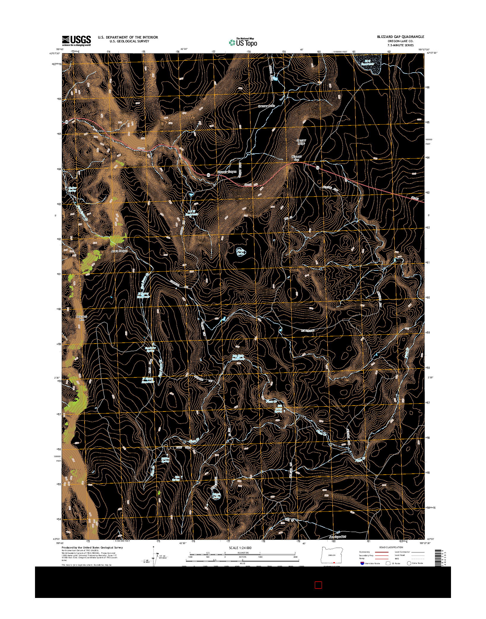 USGS US TOPO 7.5-MINUTE MAP FOR BLIZZARD GAP, OR 2014