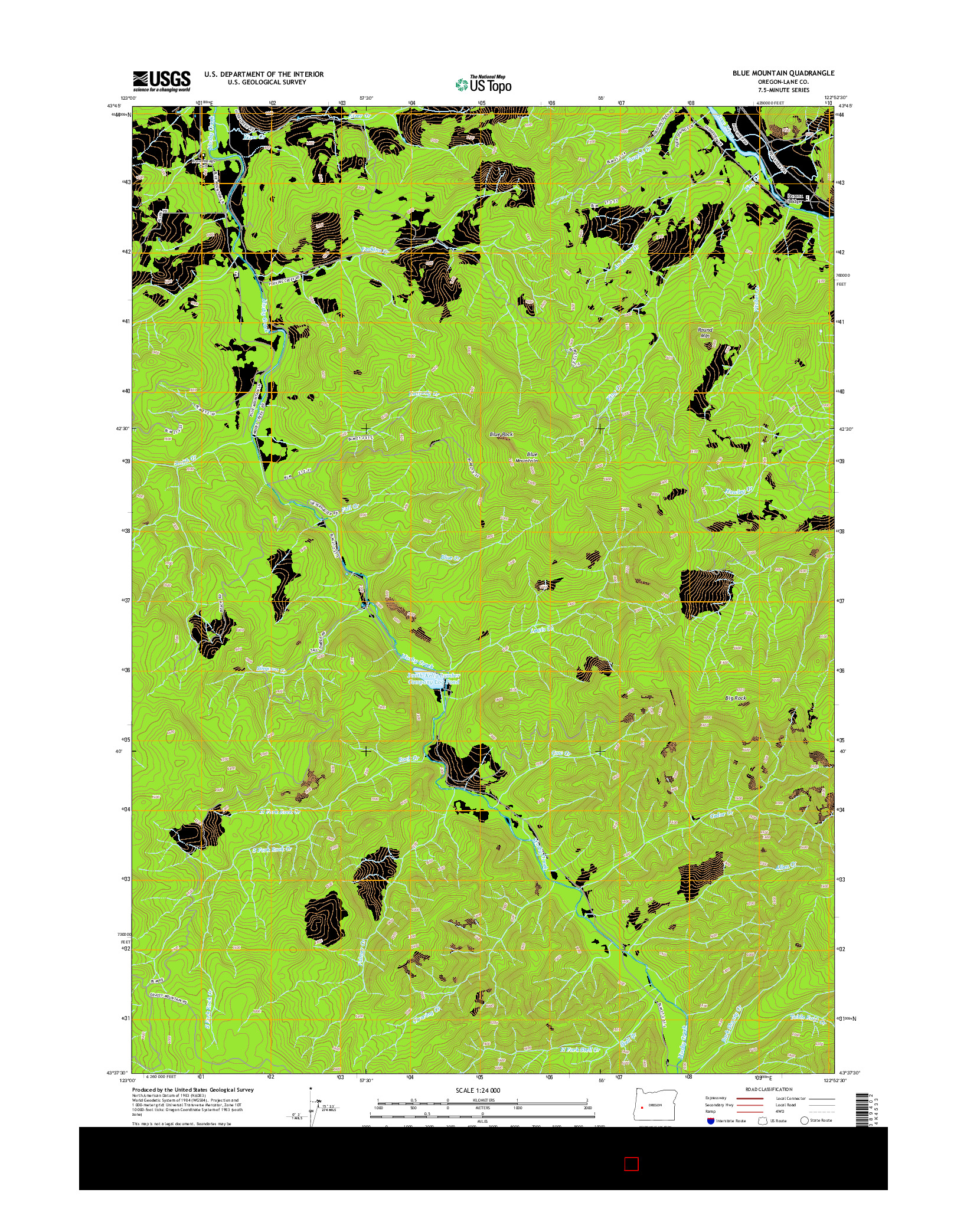 USGS US TOPO 7.5-MINUTE MAP FOR BLUE MOUNTAIN, OR 2014